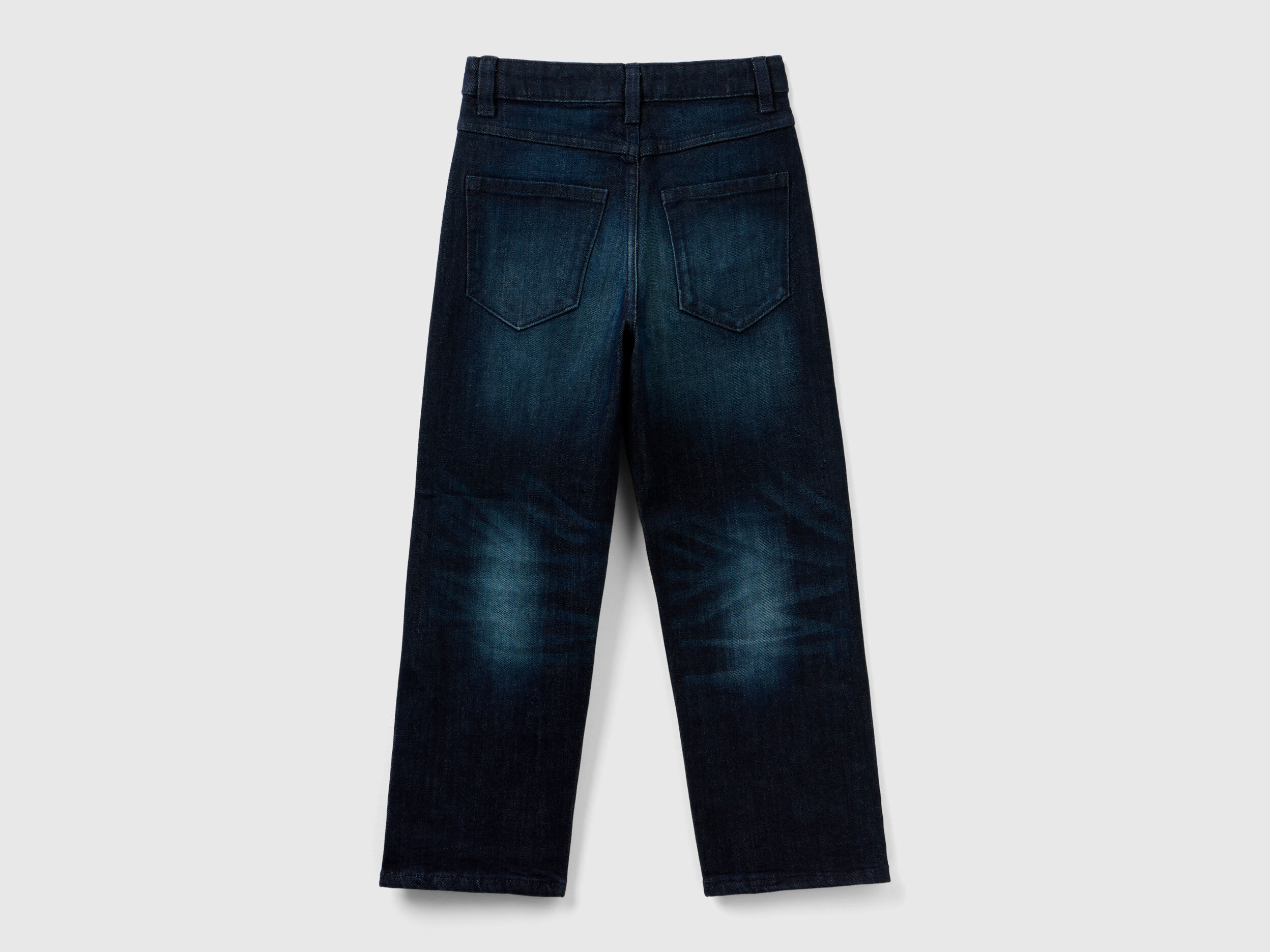 Straight fit jeans with slits Dark Blue Benetton