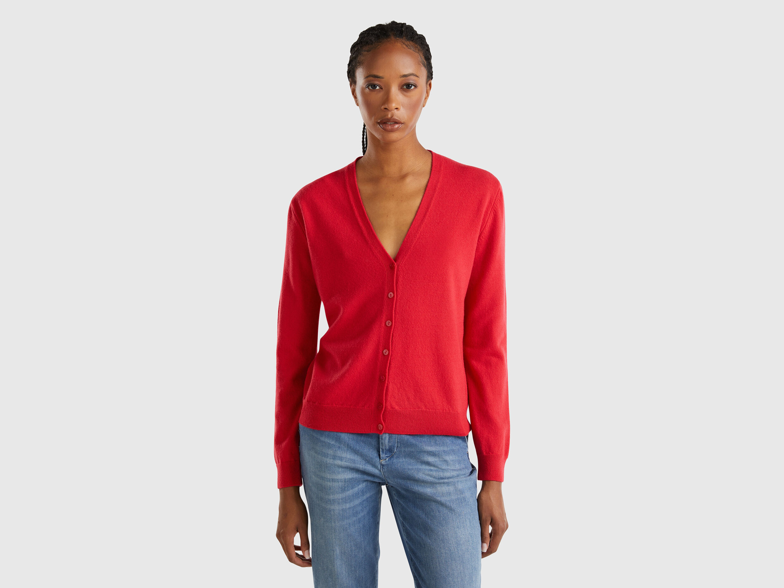 Red crew neck cardigan discount