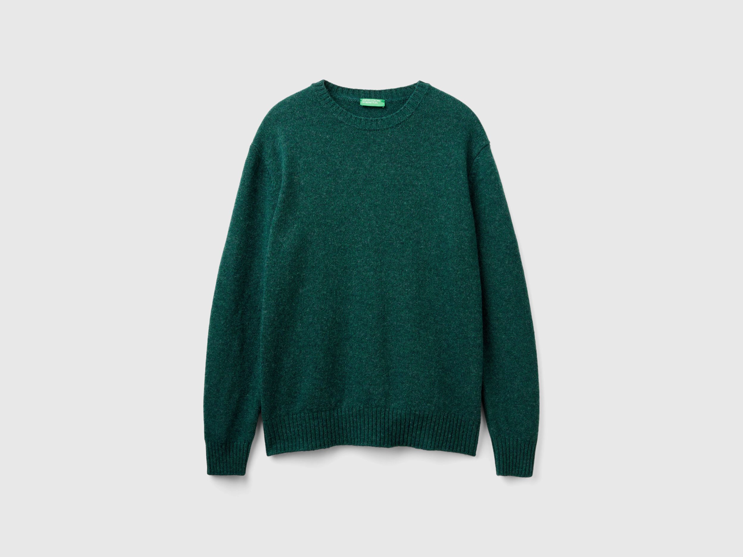 Sweater in Shetland wool - Green | Benetton