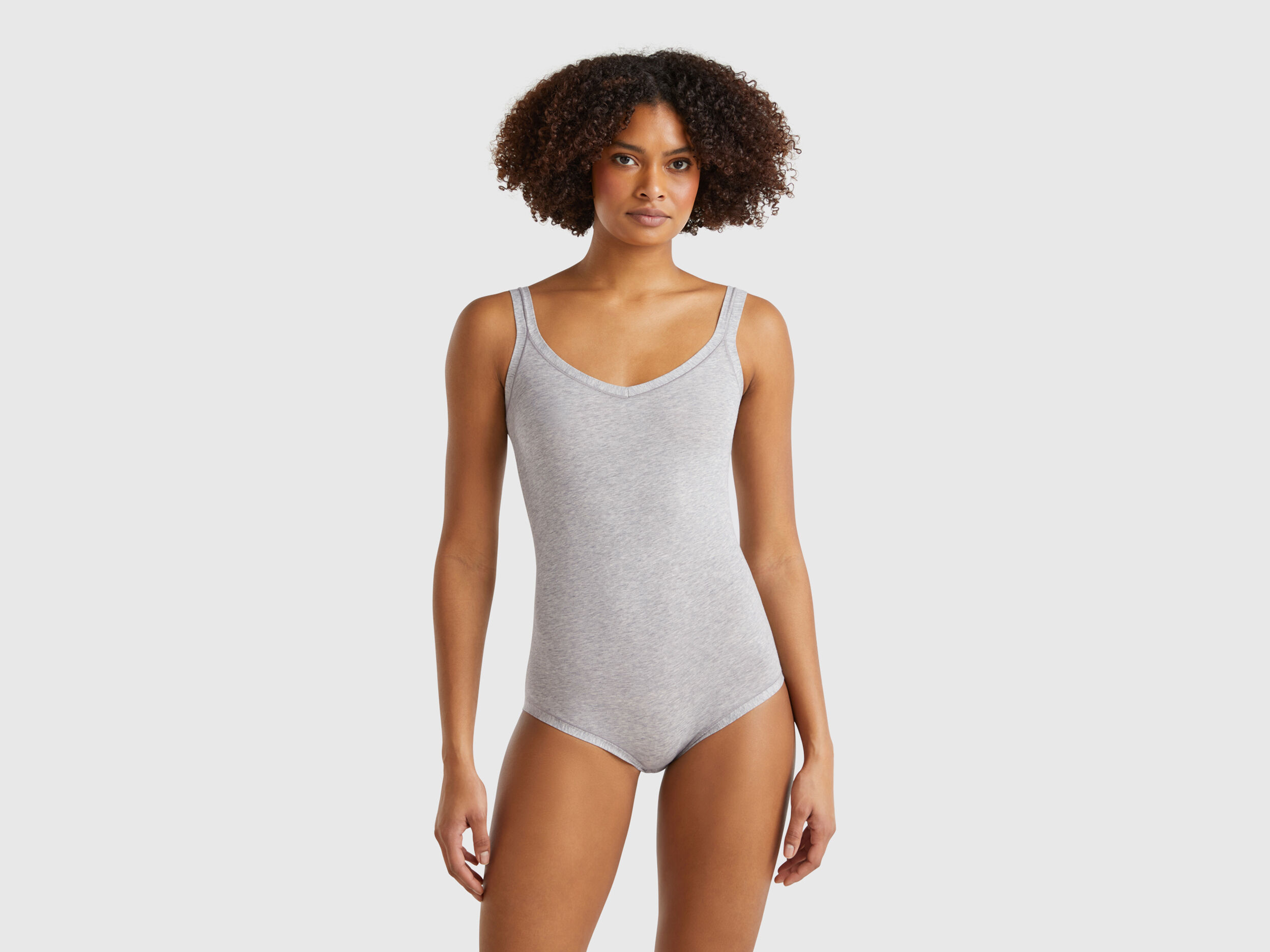 Super stretch cotton bodysuit - Light Gray | Benetton