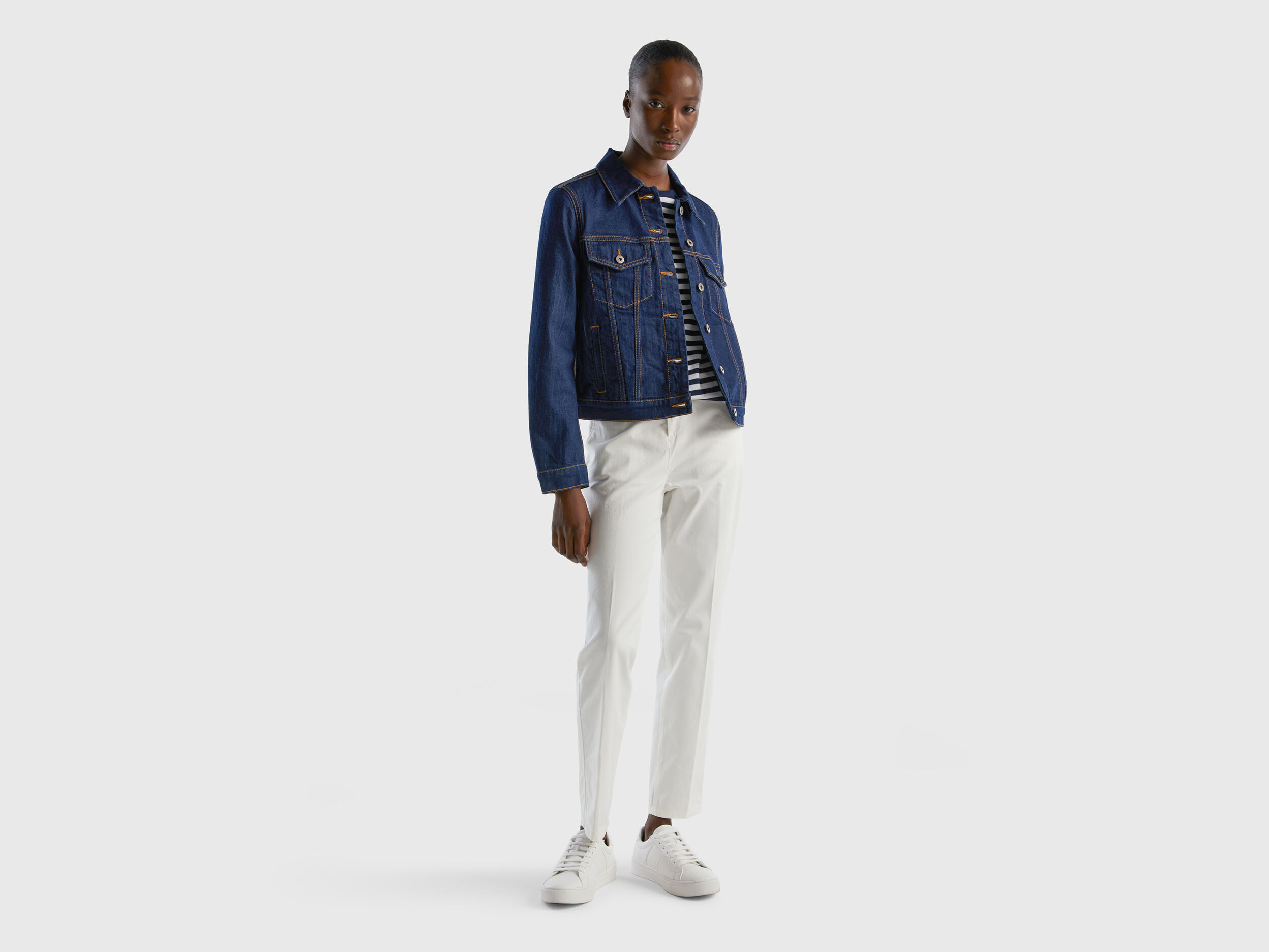 Boxy fit jacket in dark denim Dark Blue Benetton