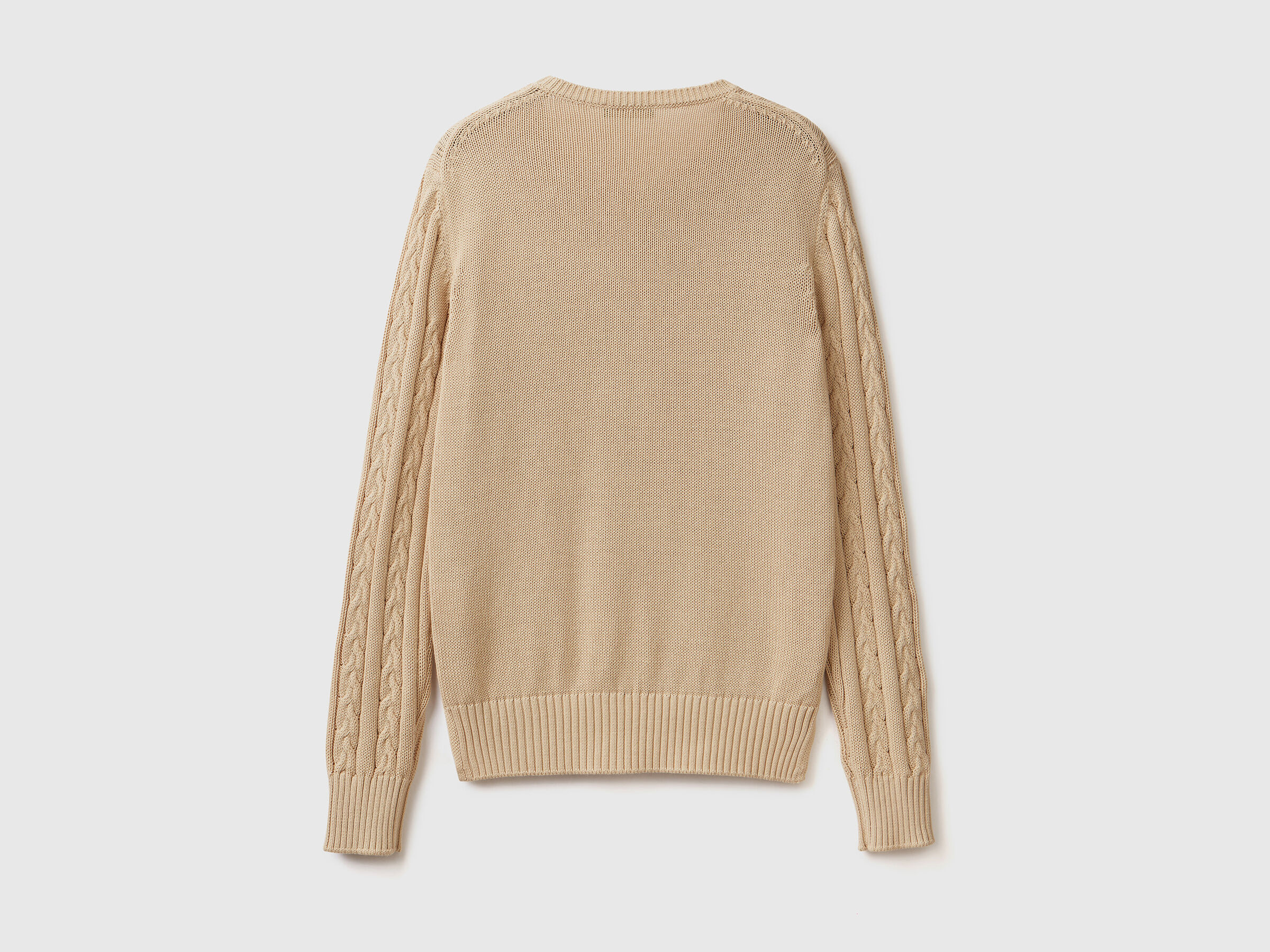 Afleiden sector Wrak Cable knit sweater 100% cotton - Beige | Benetton