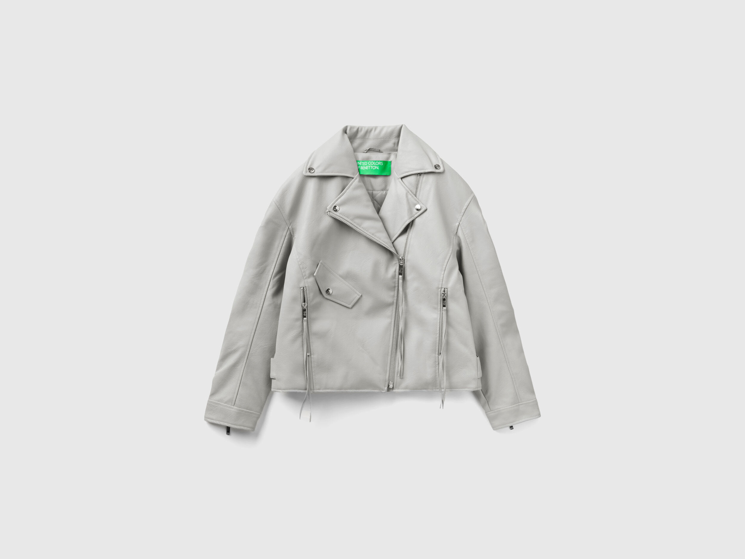 Biker jacket in imitation leather Light Gray Benetton