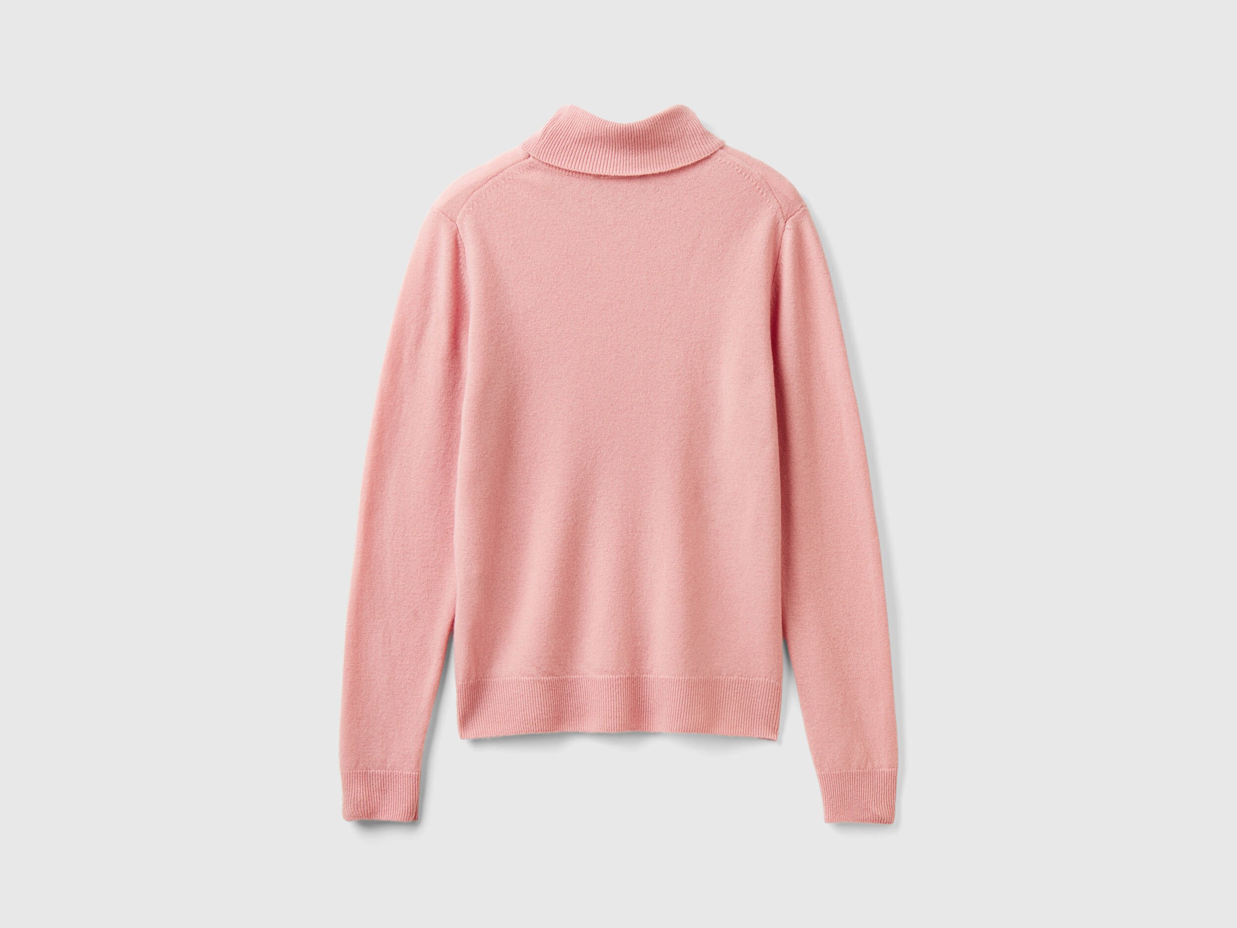 Pink turtleneck sweater in pure Merino wool - Pink | Benetton