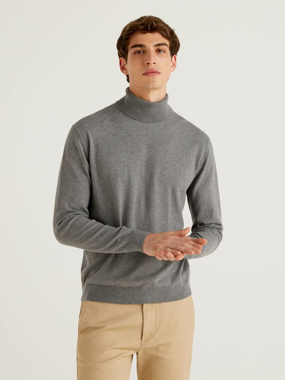 Funnel neck cotton sweater outlet
