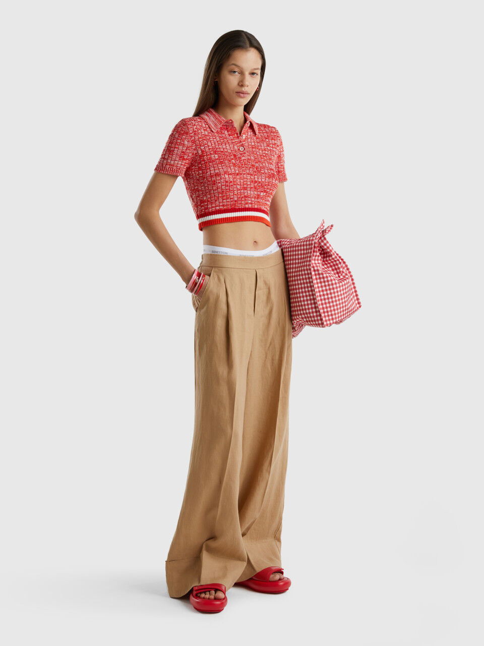 Palazzo trousers in 100% linen