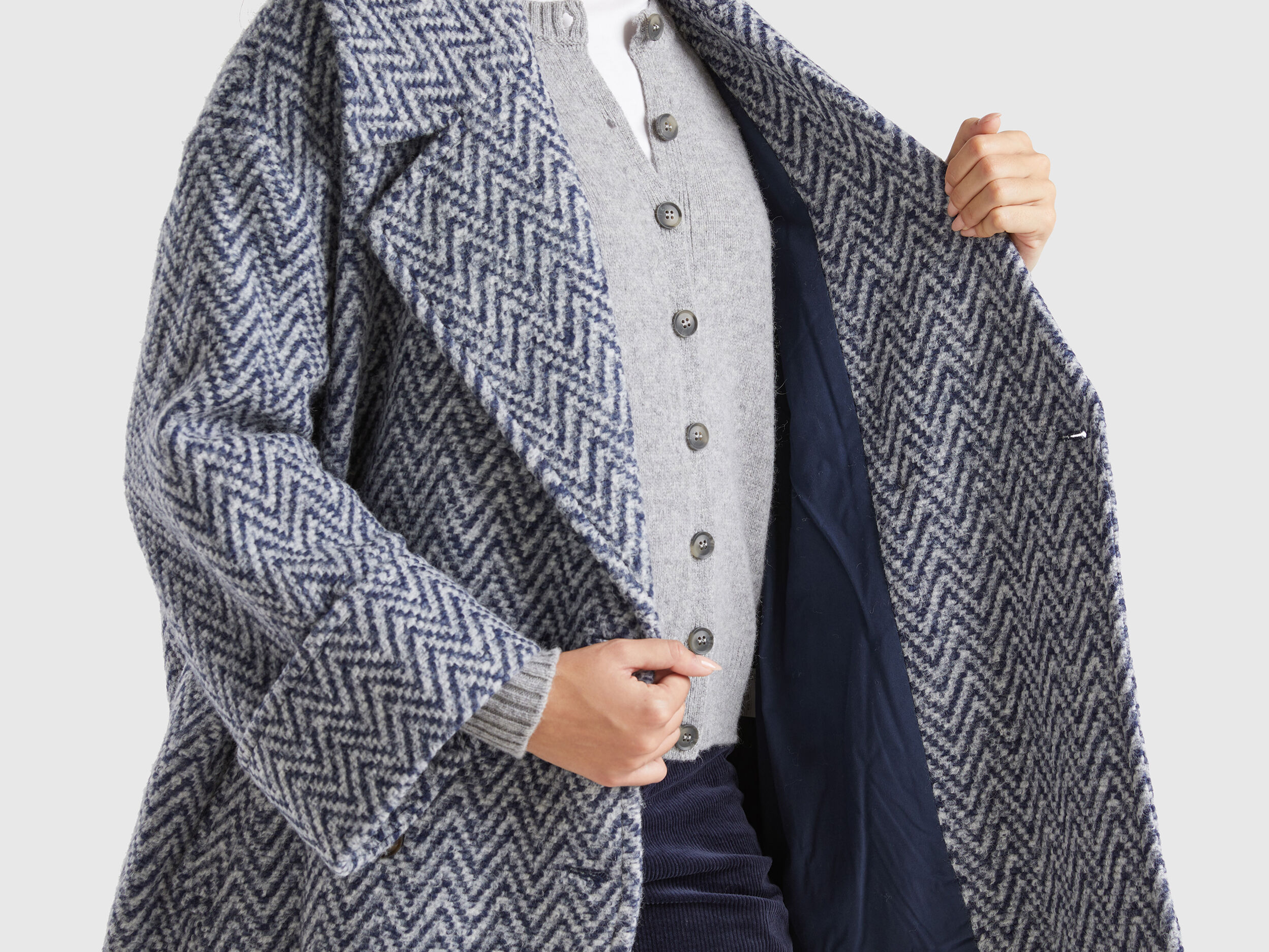 Double breasted oversized coat Dark Blue Benetton