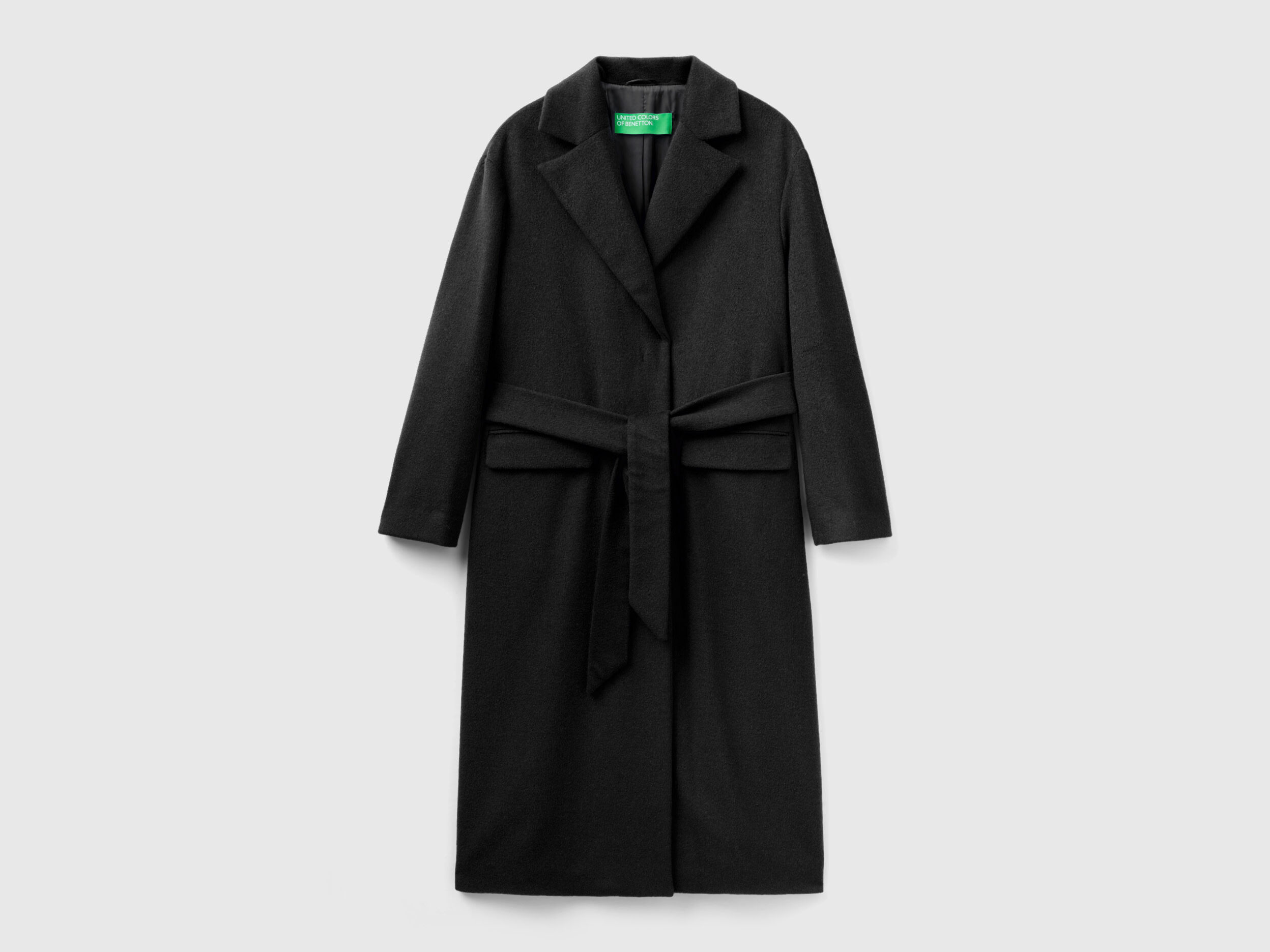 Long coat with belt Black Benetton