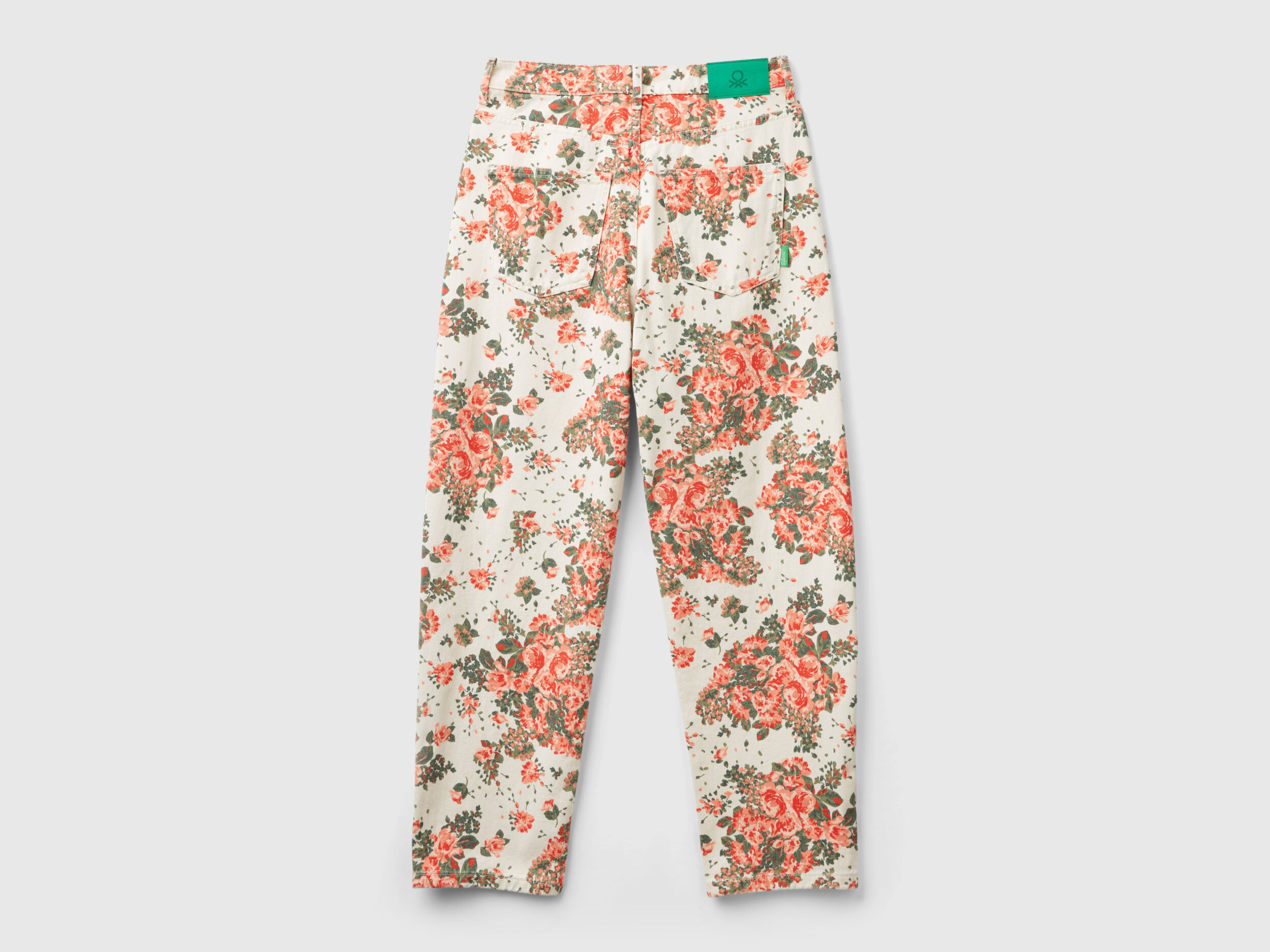 Balloon fit floral jeans - Creamy White | Benetton