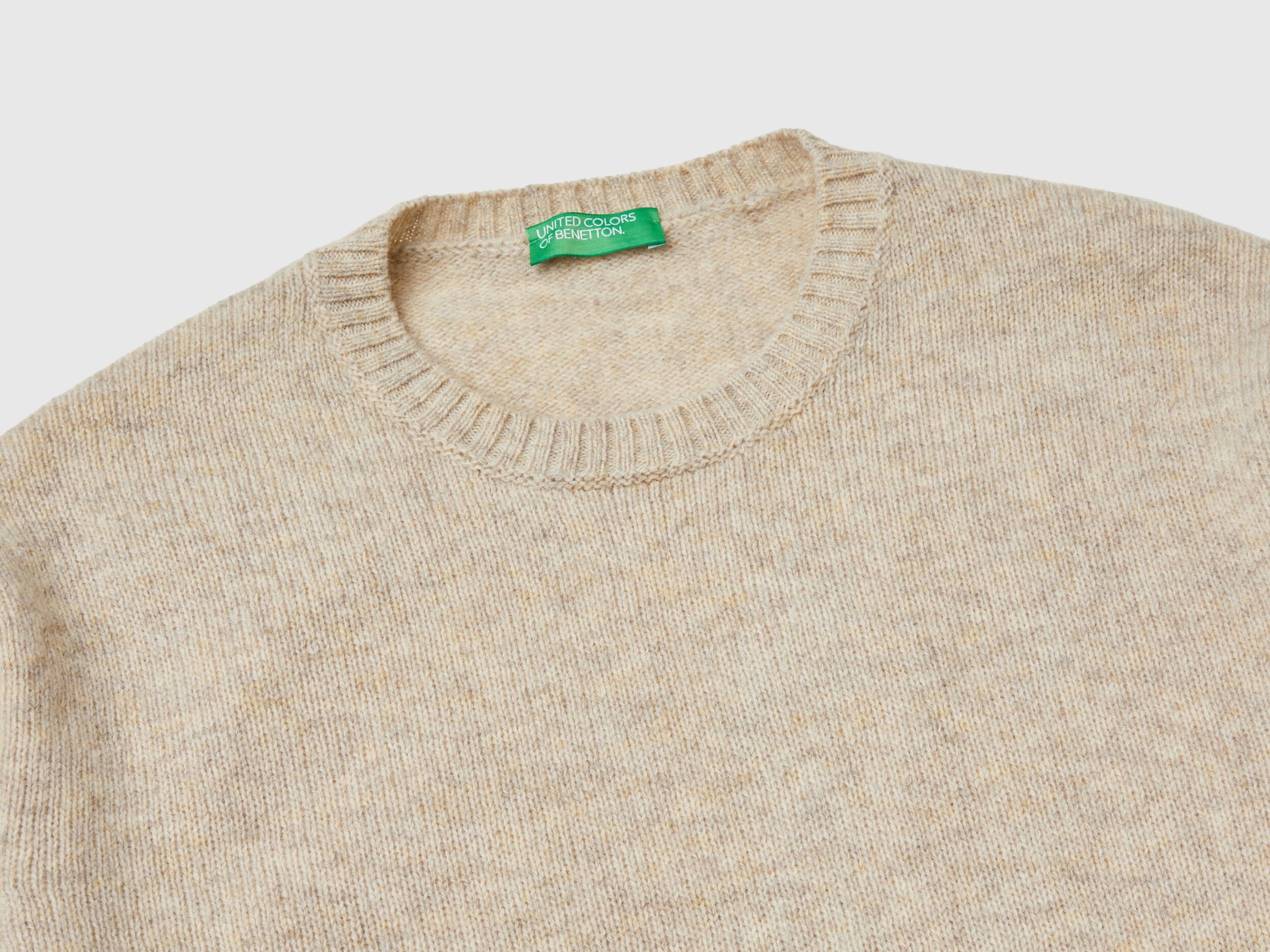 Sweater in Shetland wool - Beige | Benetton