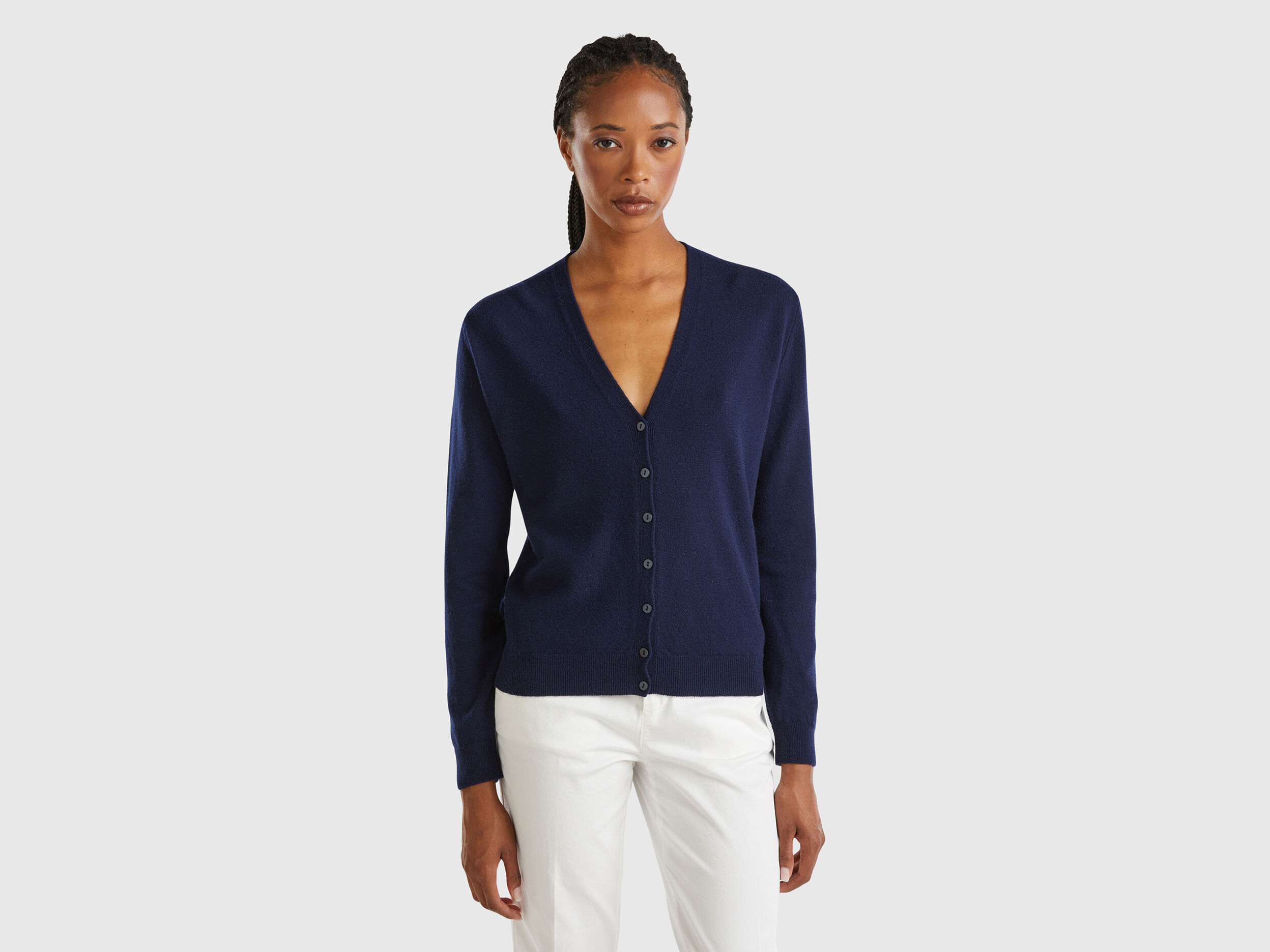 Navy v neck cardigan women's 2025
