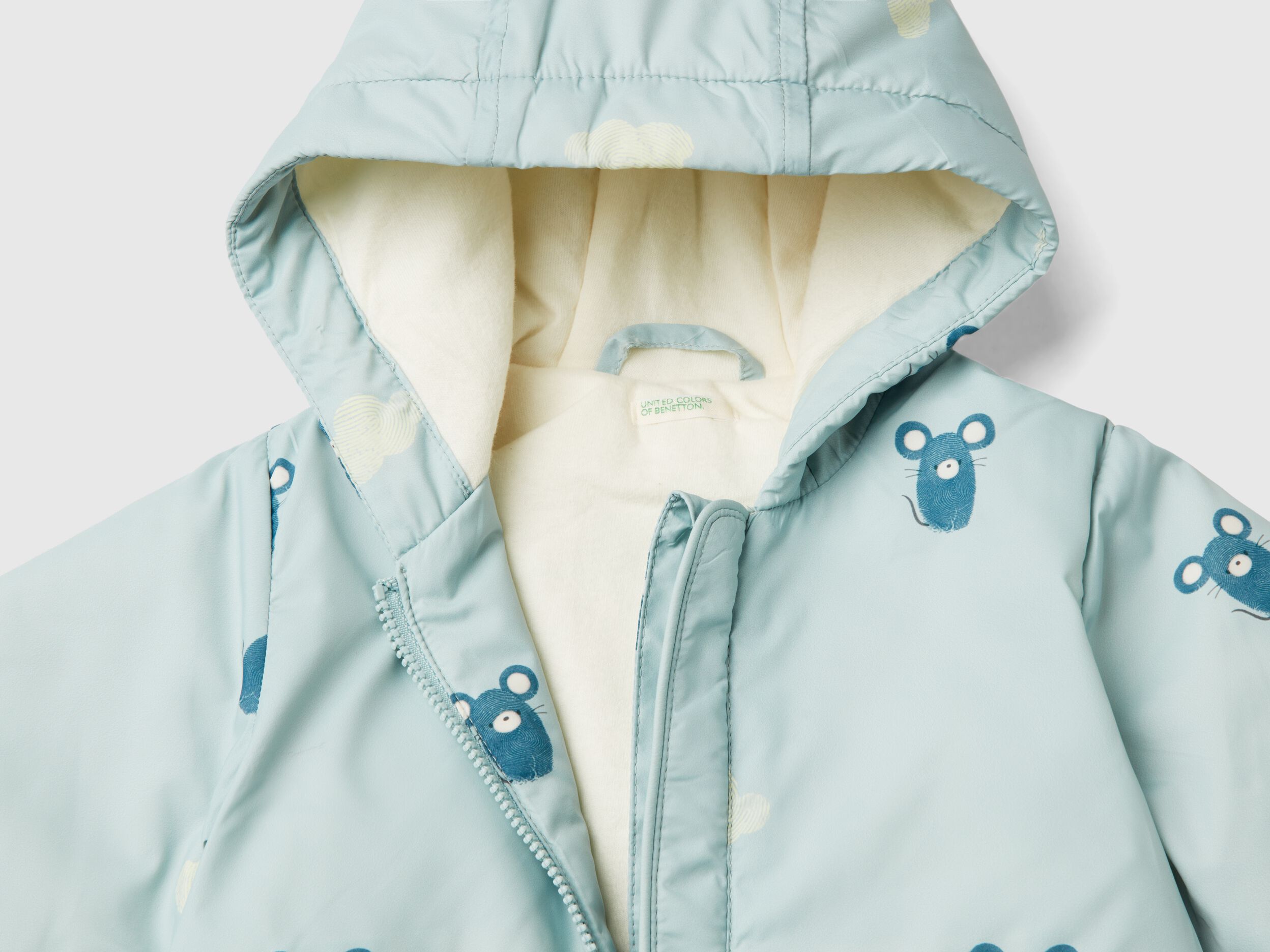 Benetton Rain Defender Patterned Jacket Aqua Kids