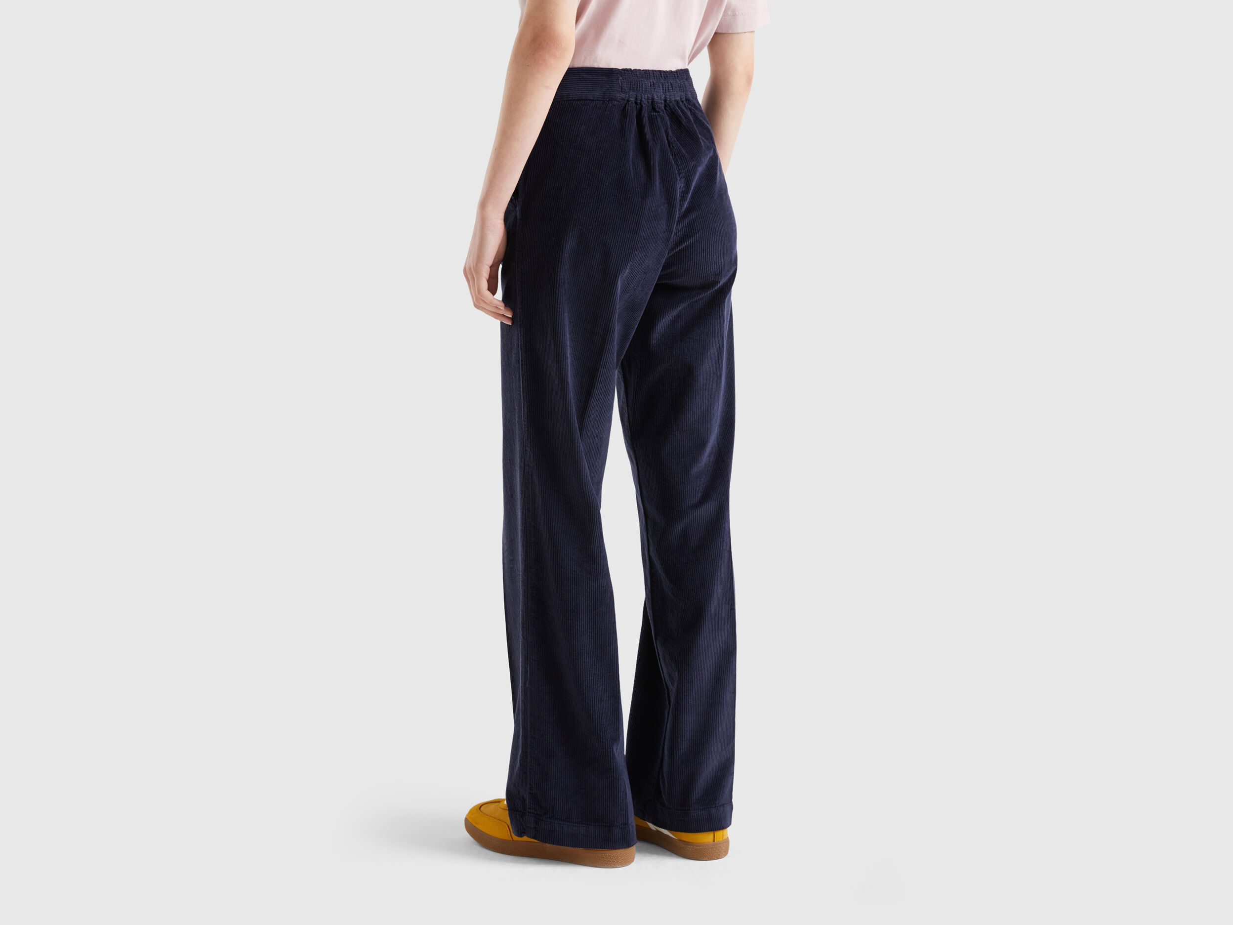 Wide velvet trousers Dark Blue Benetton