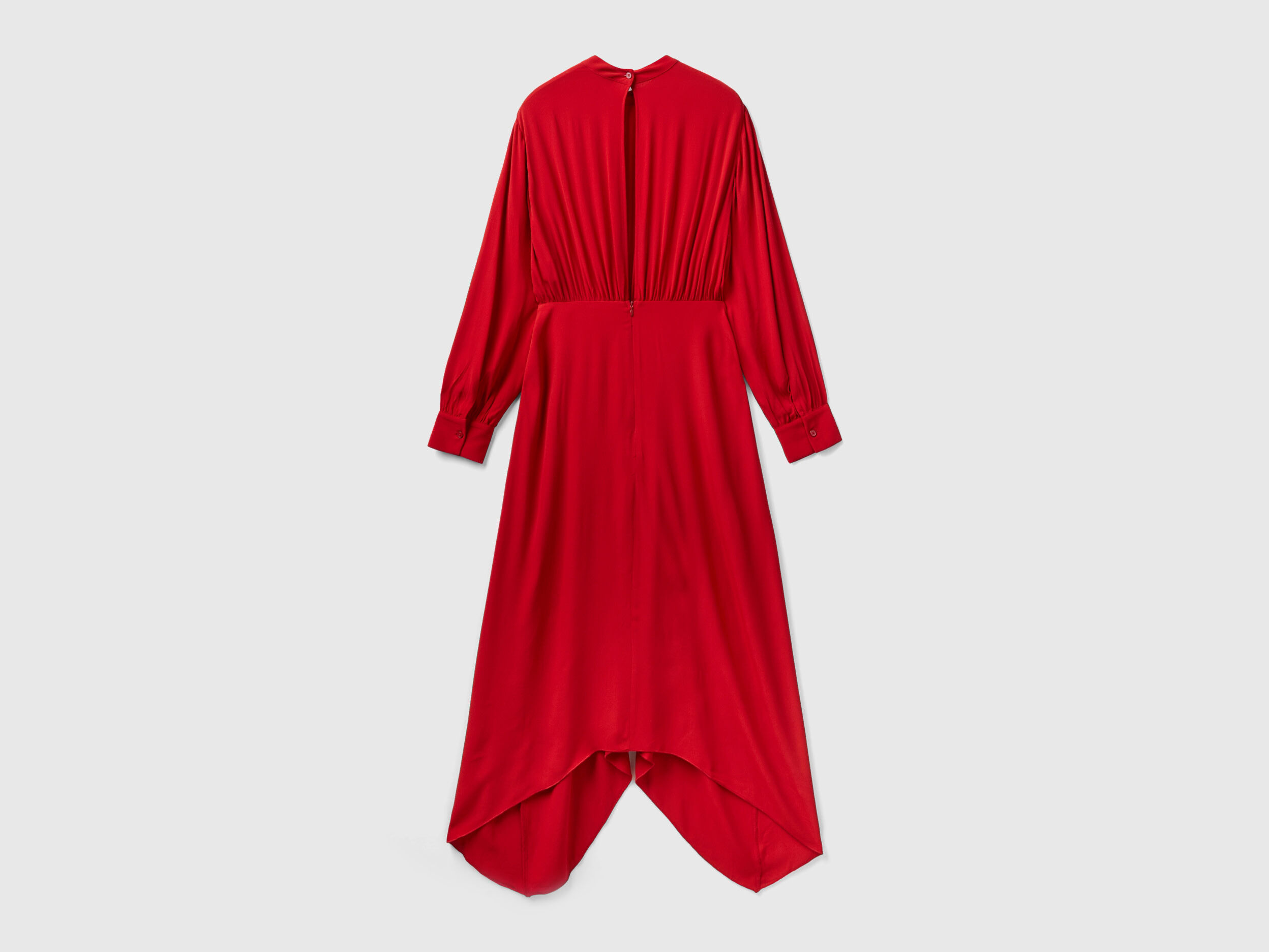 Long dress in flowy viscose Red Benetton