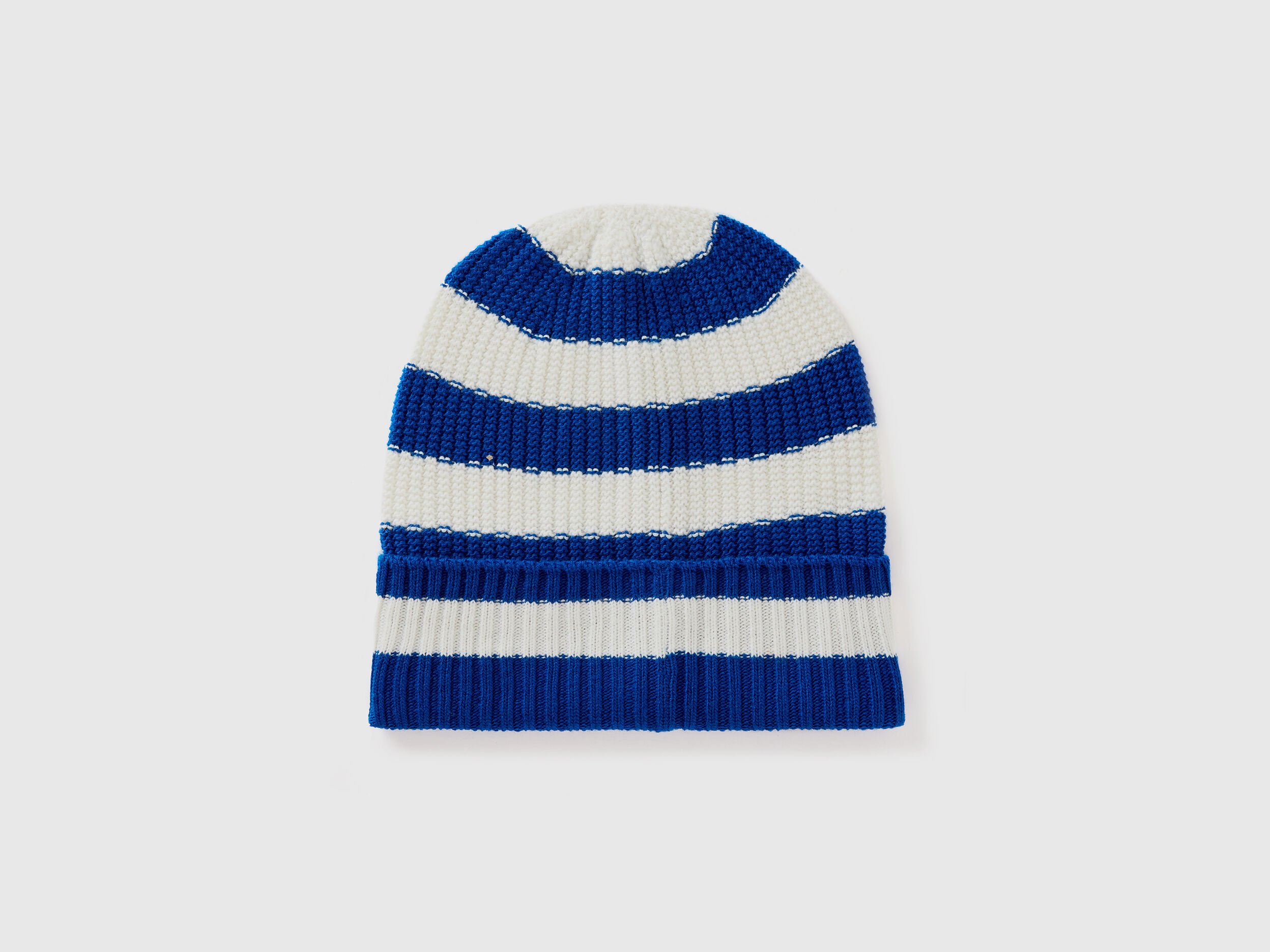 PRADA S/S 2018 Multi-striped Black Blue Wool Beanie HAT One