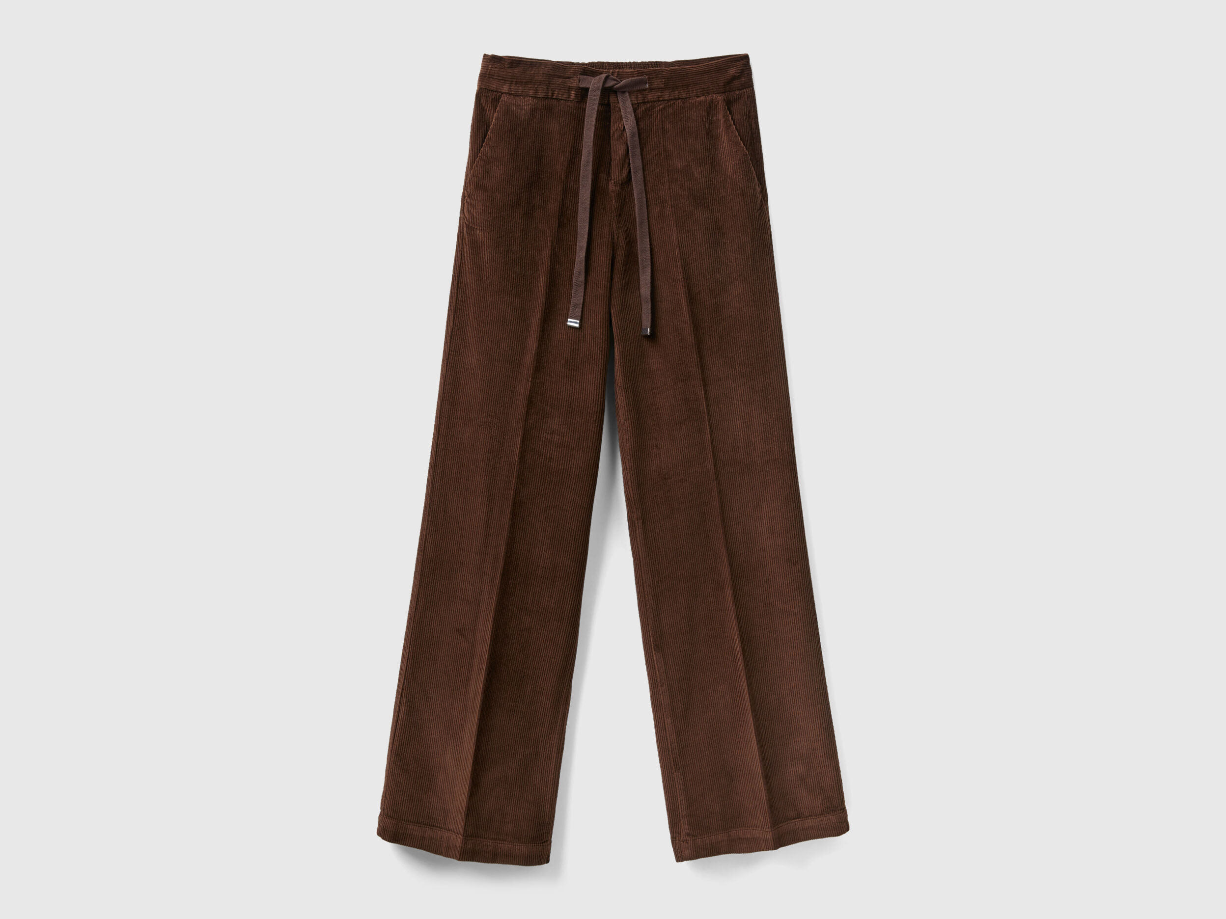 Trousers in pure linen with elastic - Camel | Benetton