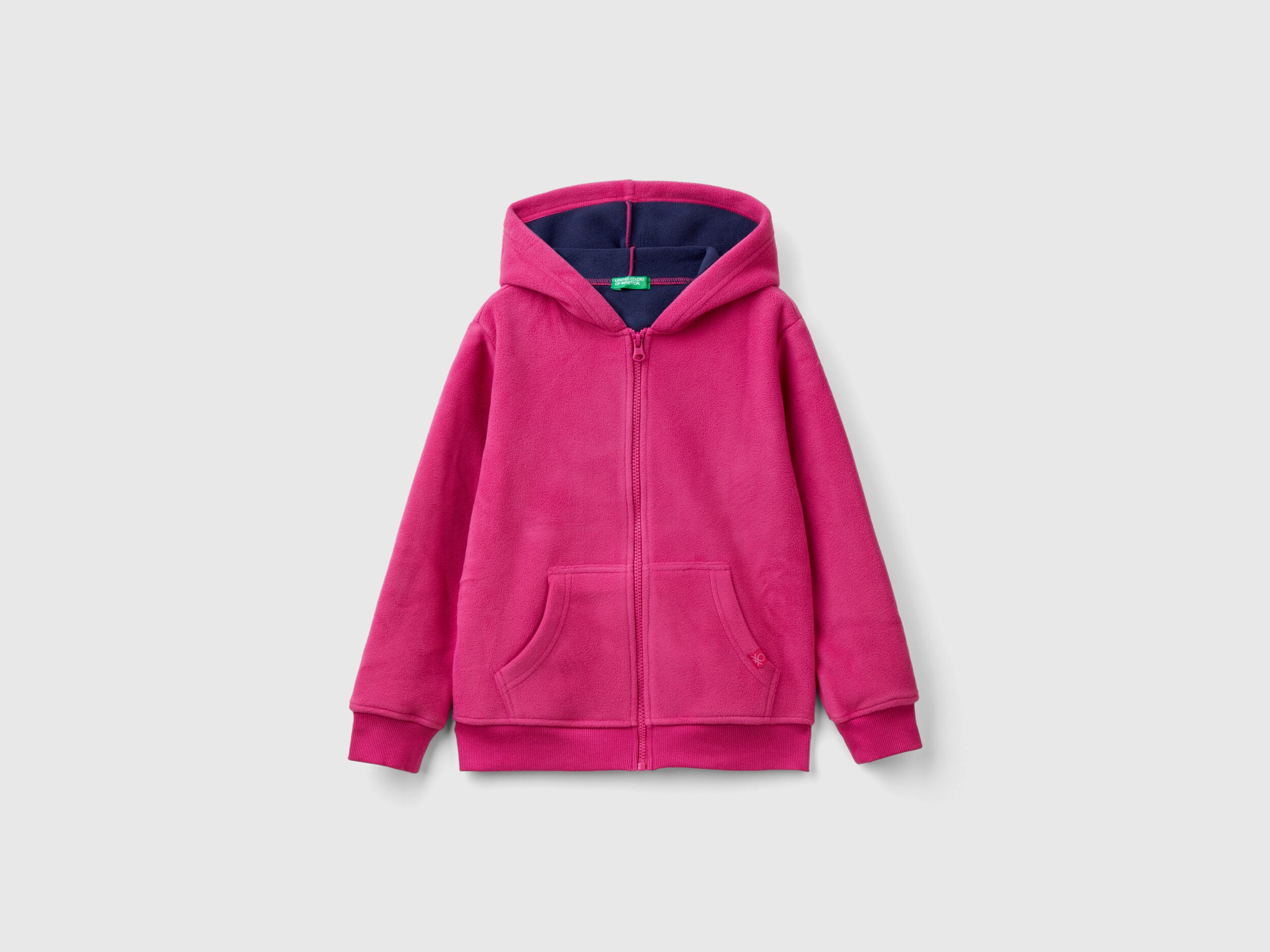 Fleece hoodie Fuchsia Benetton
