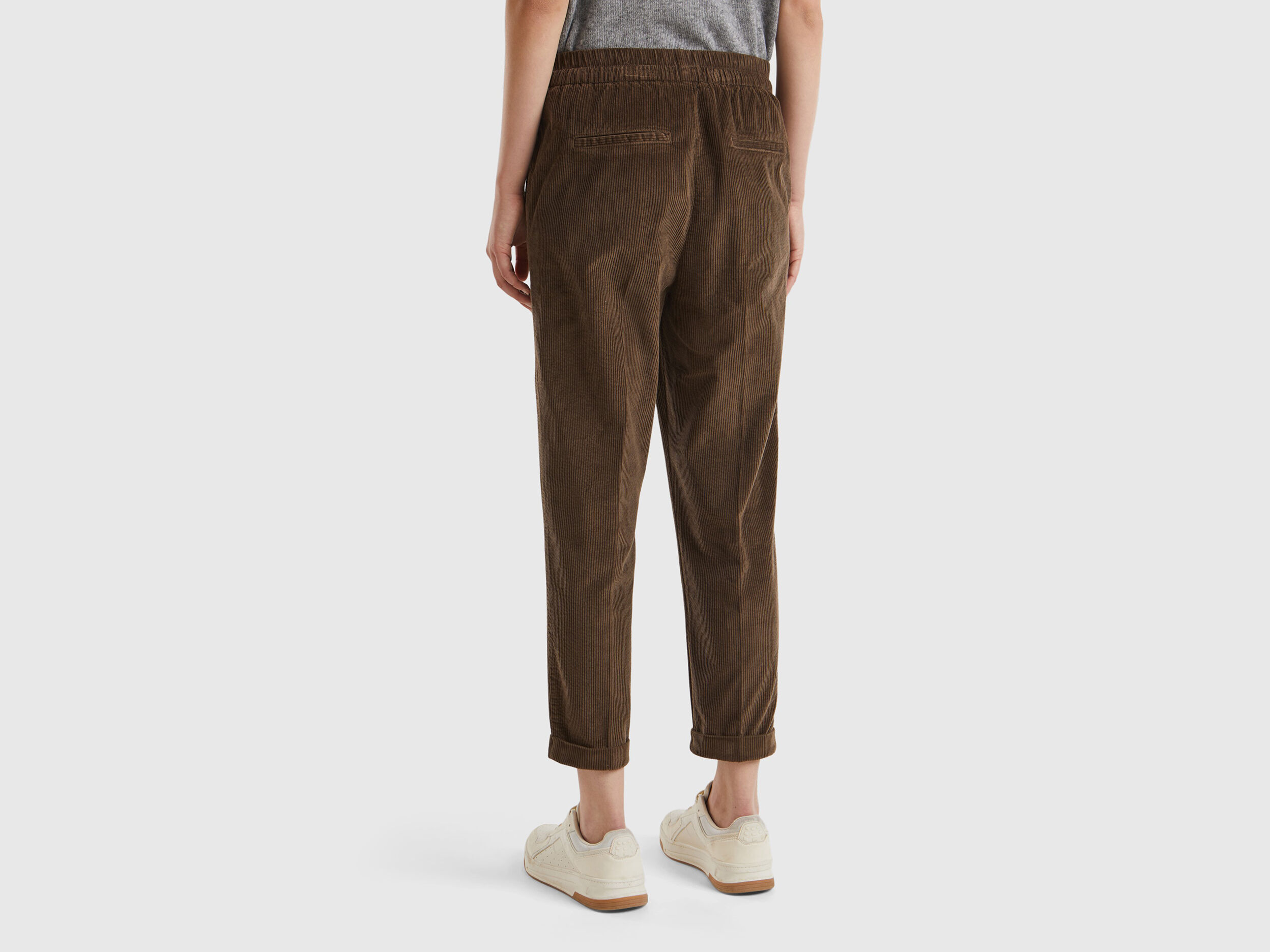 Chinos in velvet with stretch waist