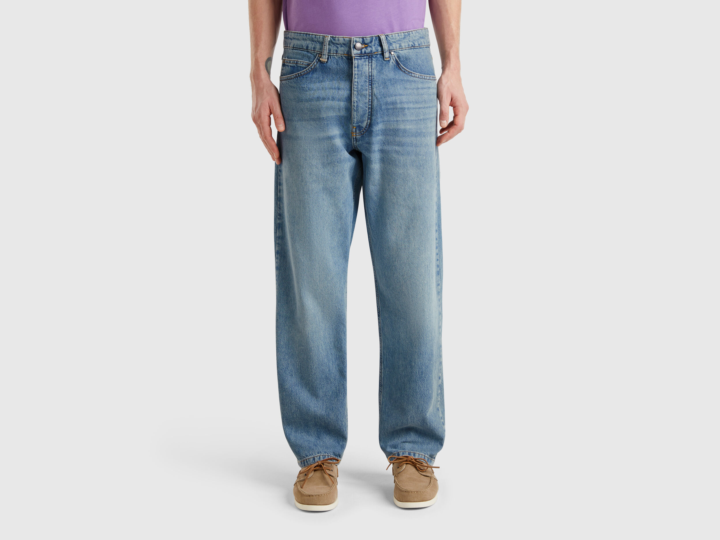 Relaxed fit jeans - Light Blue | Benetton