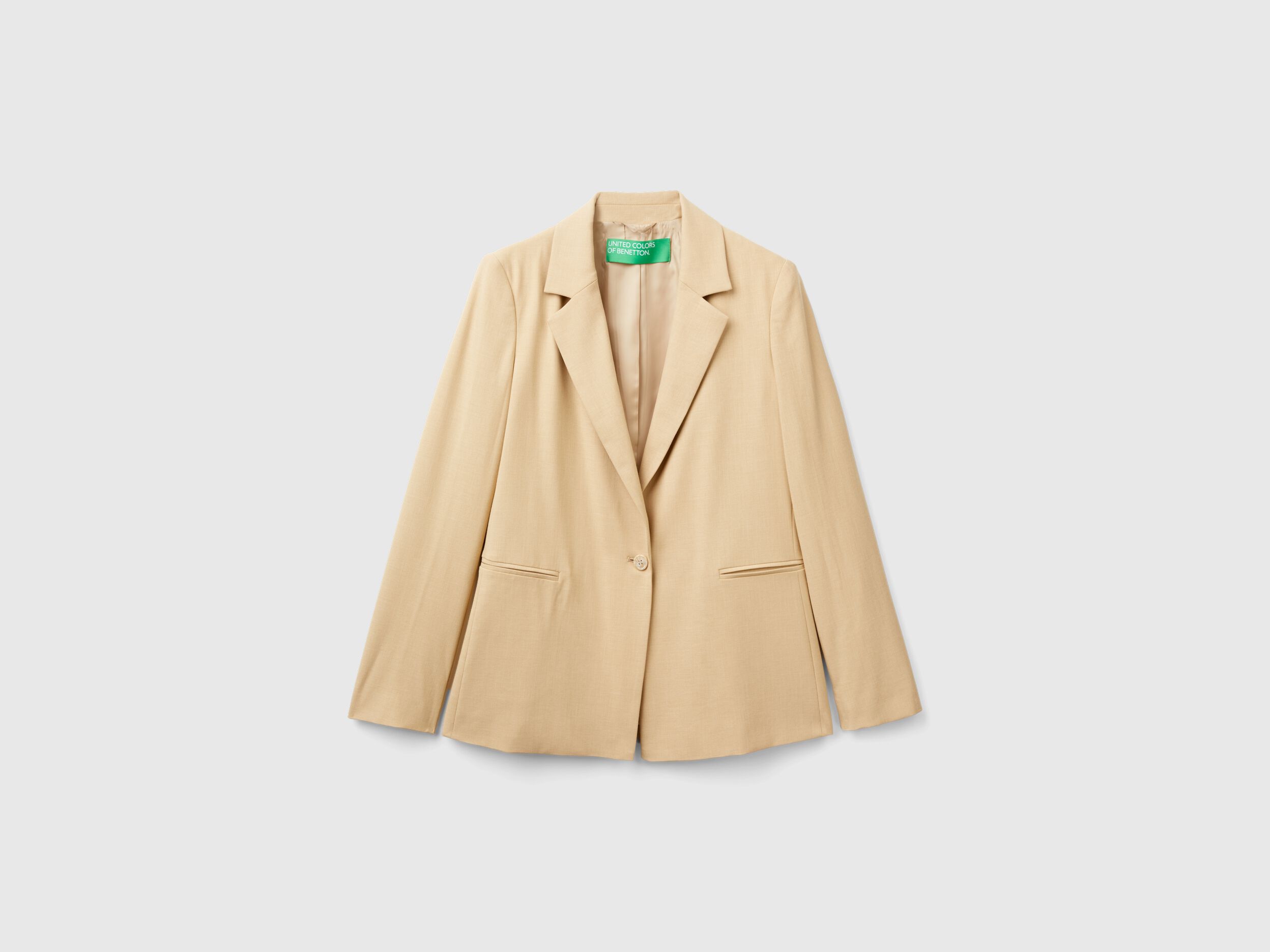 Blazer in stretch viscose blend - Beige | Benetton