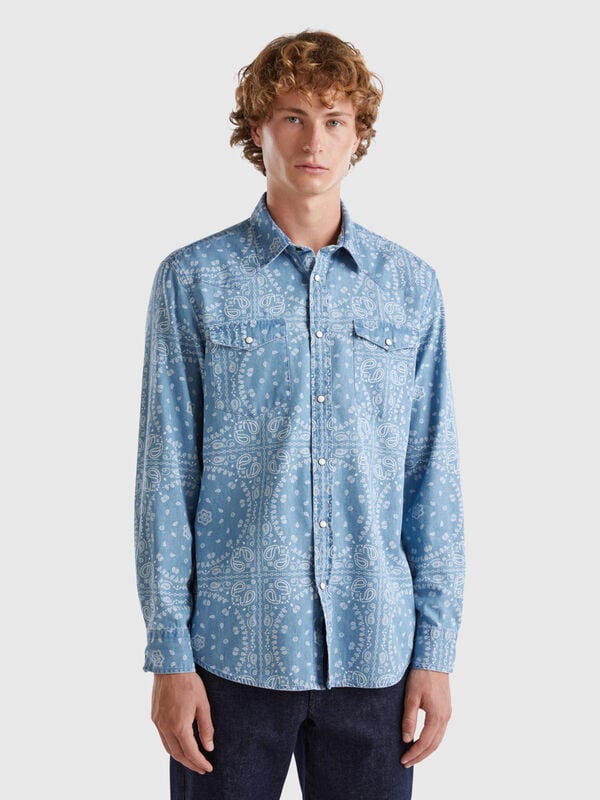 Camisa western de cambray Hombre