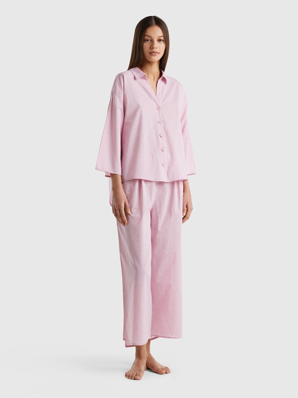 Pijama de algodón de lunares