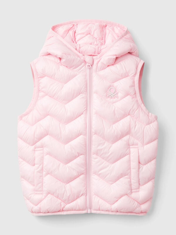 Padded vest in 3D wadding with hood Junior Girl