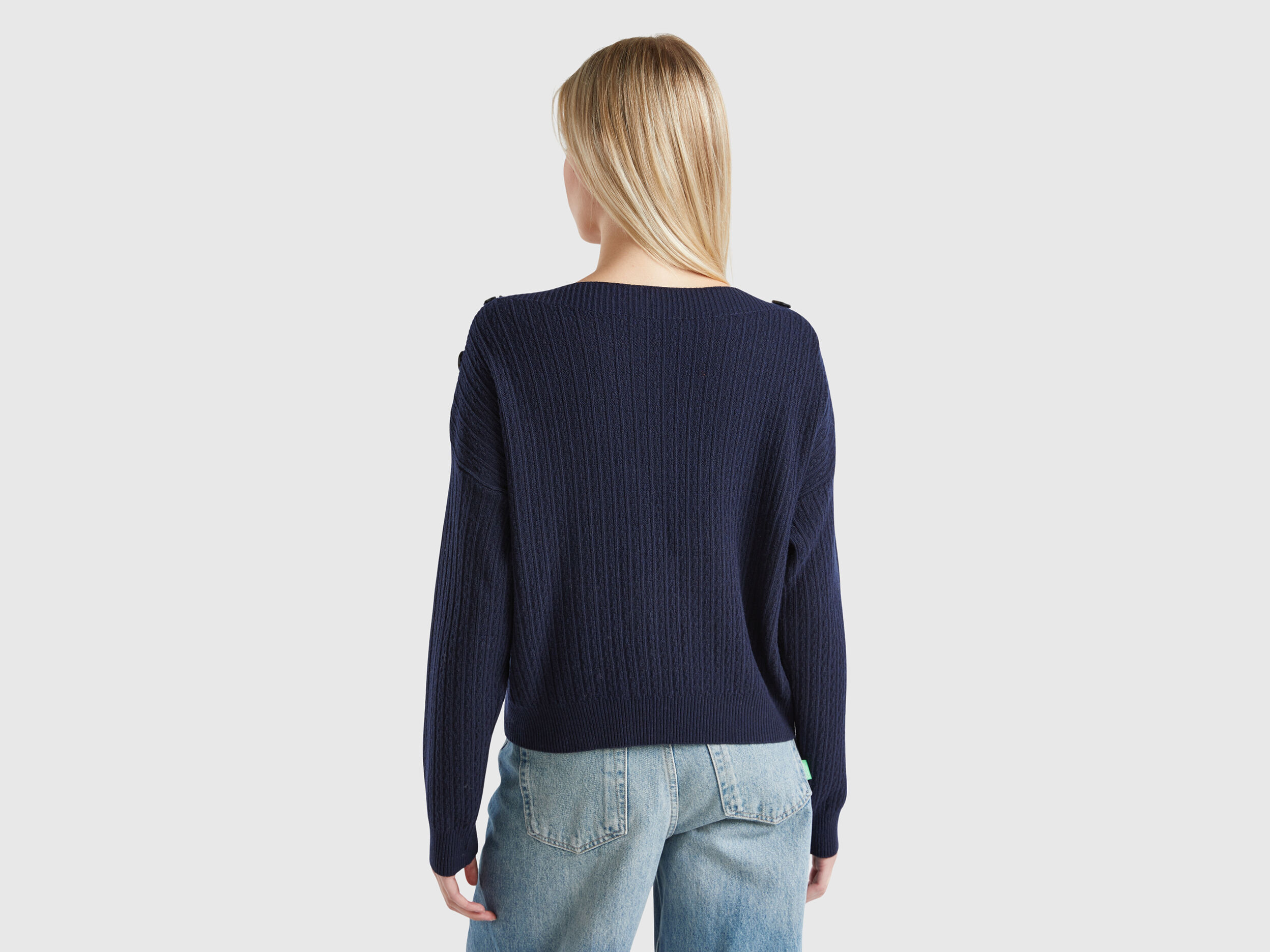 Boat neck sweater Dark Blue Benetton