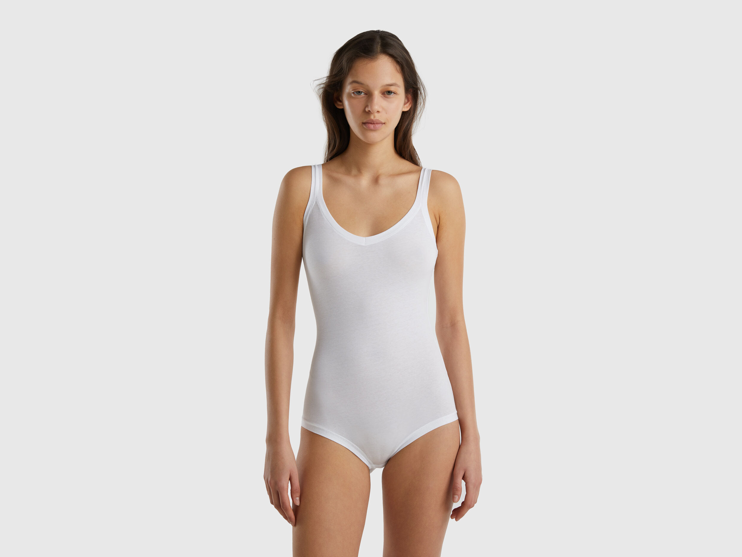 Super stretch organic cotton bodysuit - White | Benetton