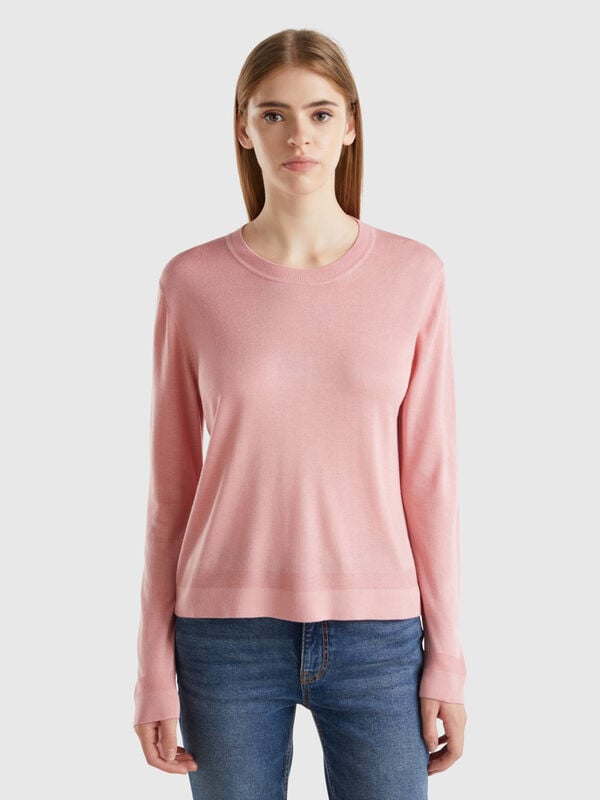 Long sleeve sweater in silk blend Women