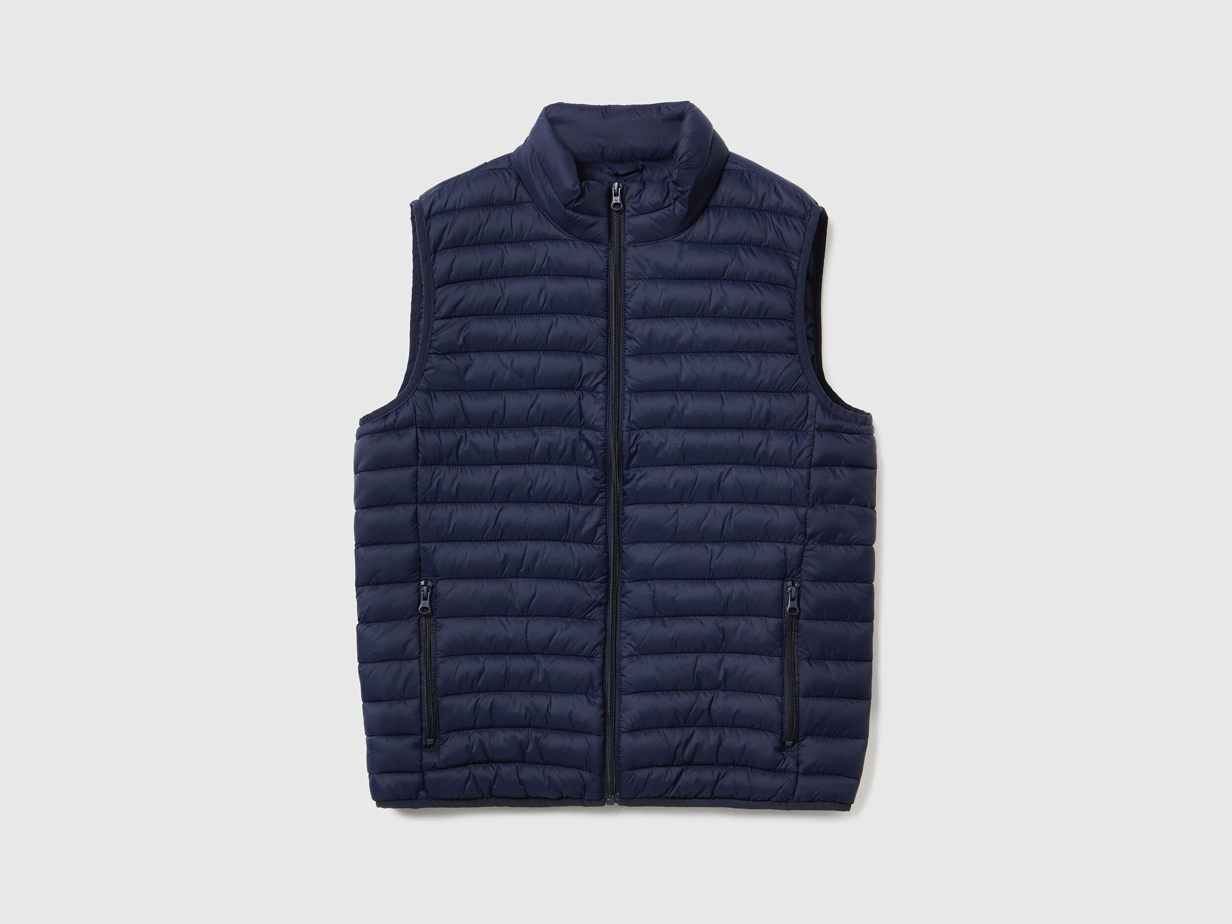 Blue sleeveless best sale jacket