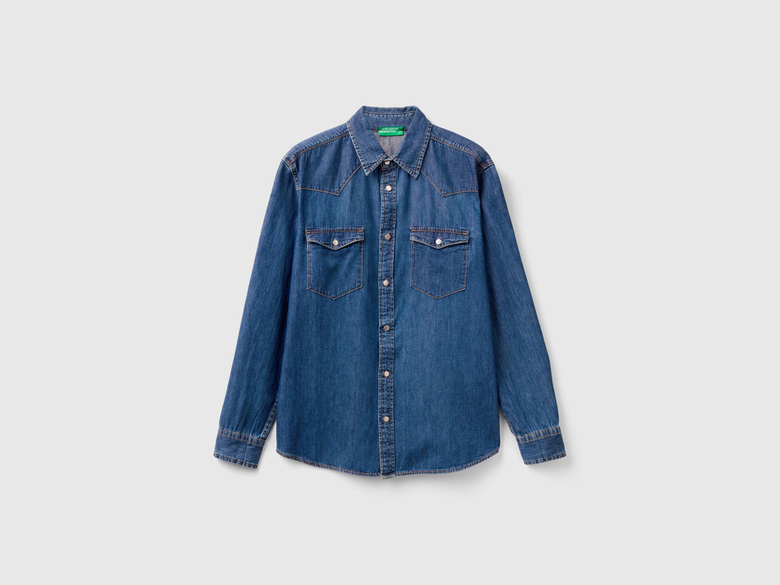 Camisa vaquera regular fit Azul Benetton