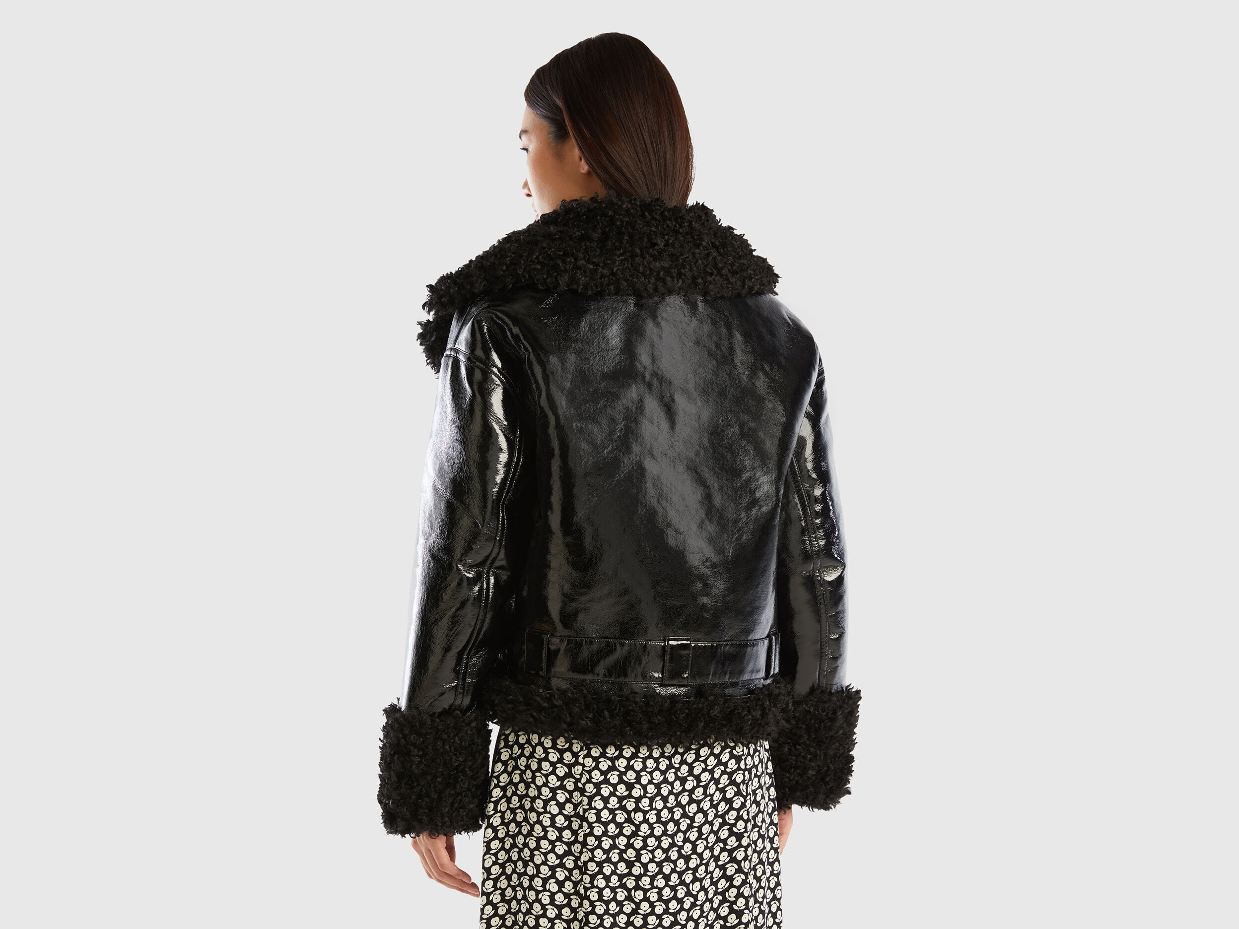 Leather and store fur biker jacket