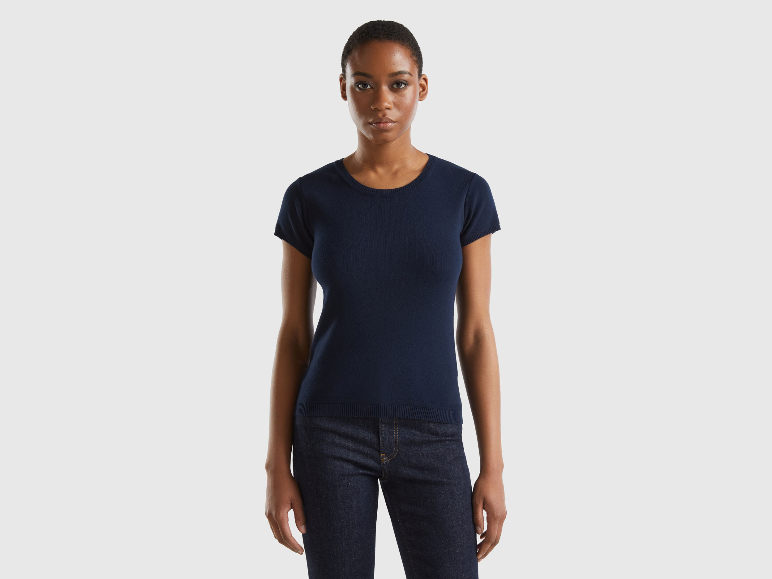 Navy short sleeve sweater hot sale