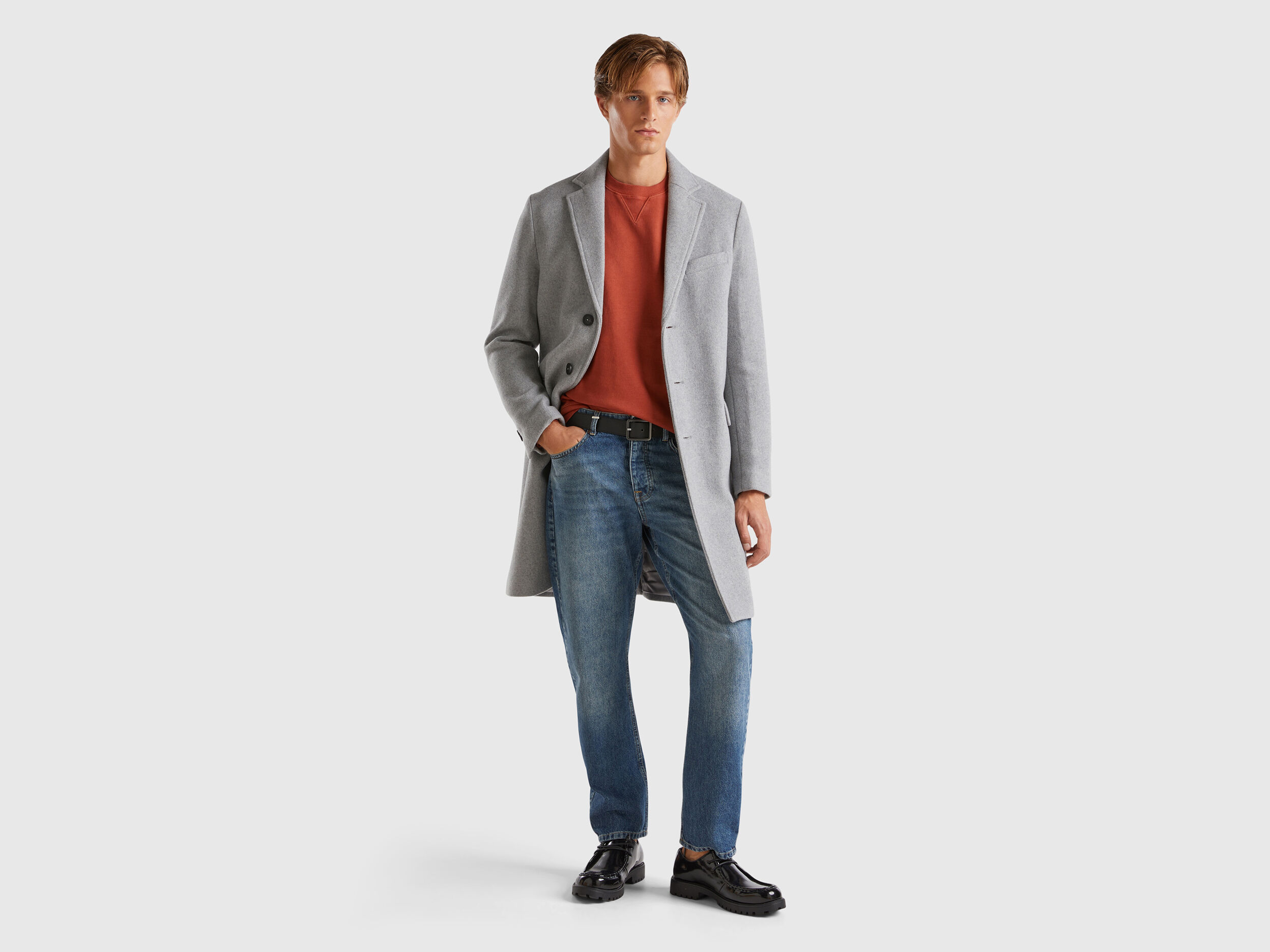 【希少！！】 in coat Lined wool Benetton | Gray Light - blend ジャケット・アウター