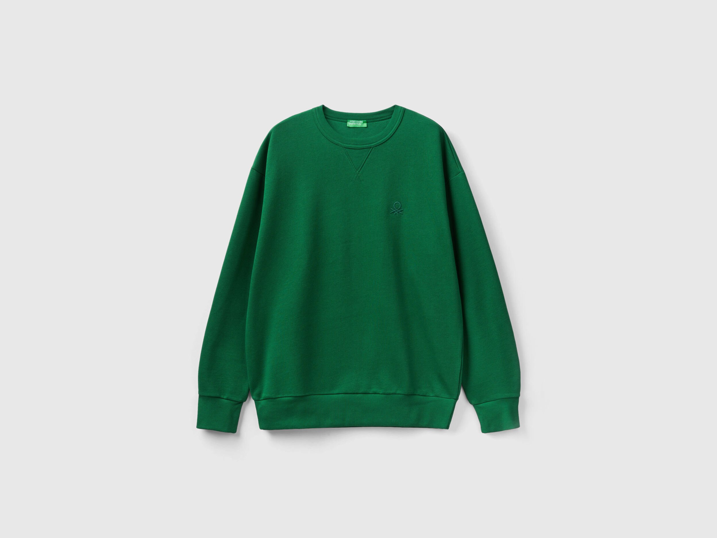 Warm crew neck hoodie Green Benetton