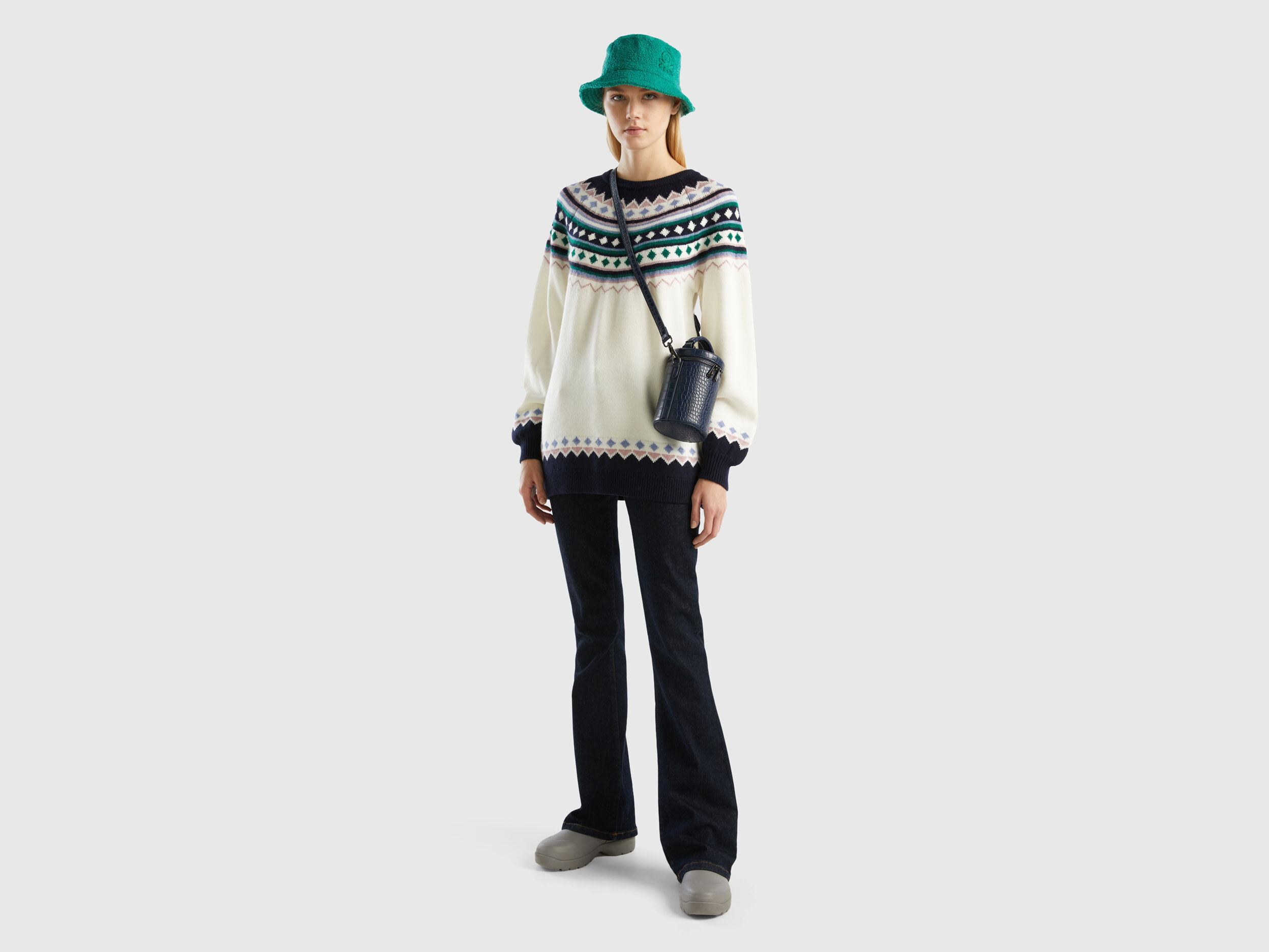 Benetton jacquard deals sweater