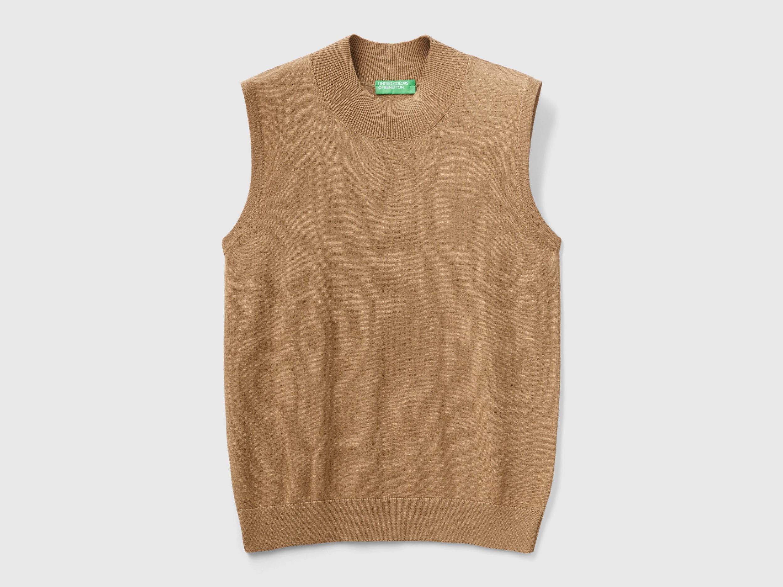 Sleeveless sweater in viscose blend Camel Benetton