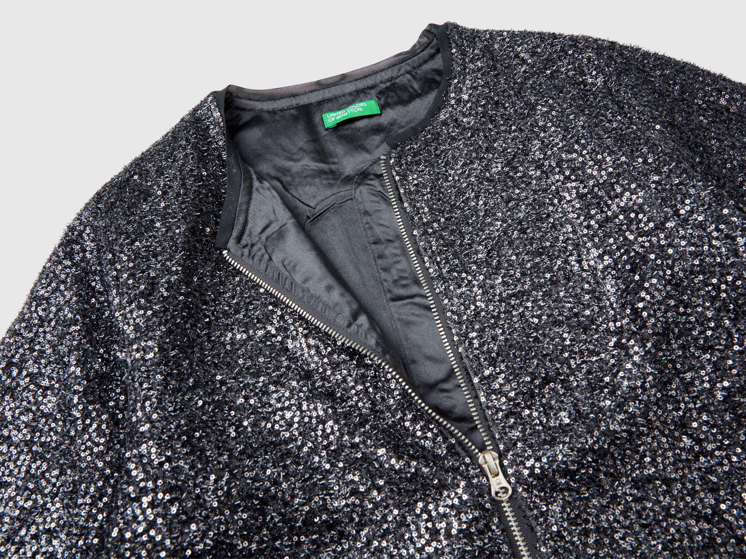 Benetton Bomber Jacket with Sequins Multi Color Kids