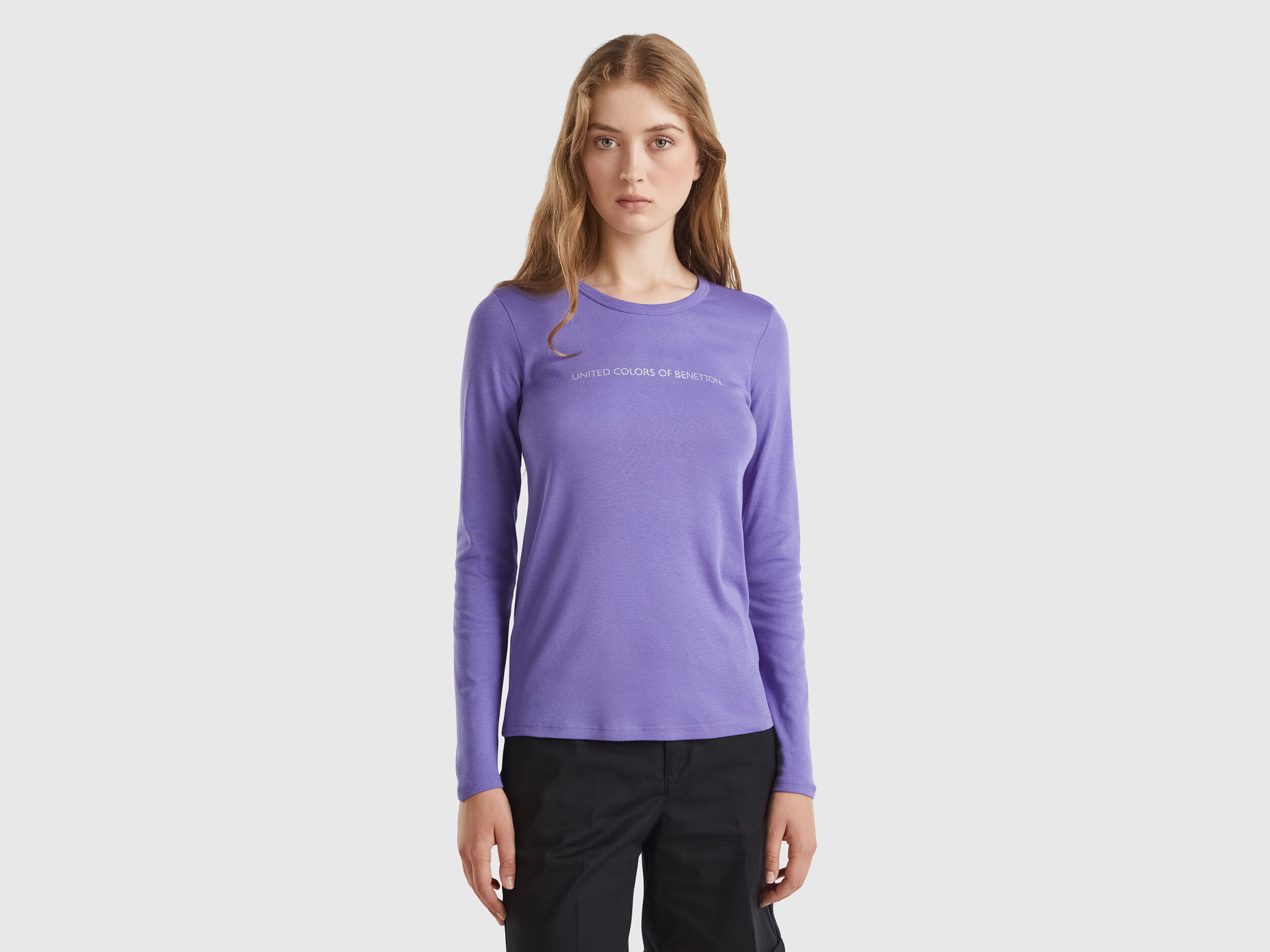 Plum long sleeve t-shirt in 100% cotton - Red | Benetton