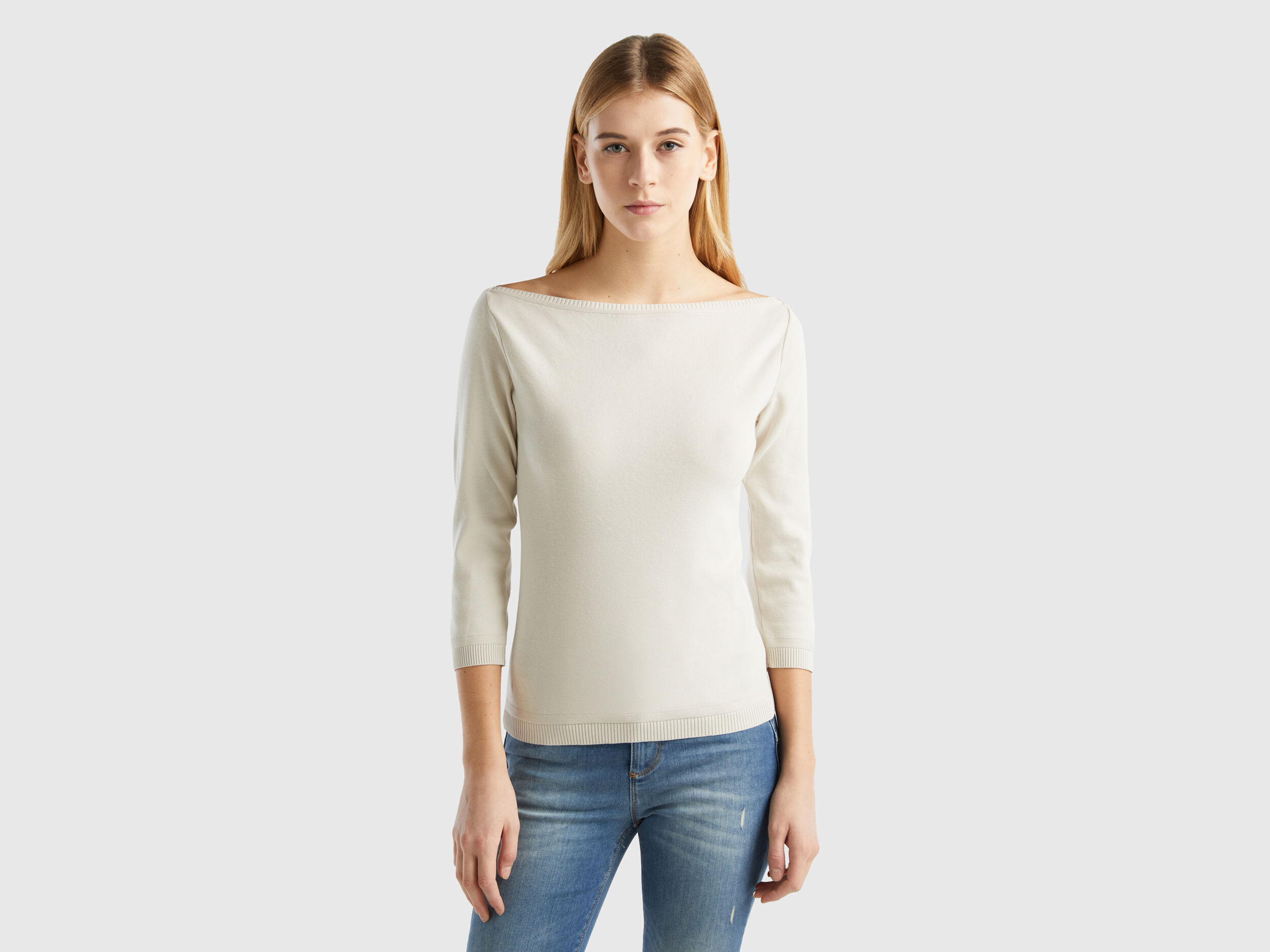 100 cotton boat neck sweater