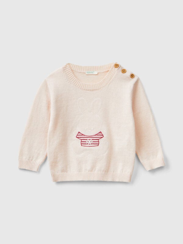 Sweater in wool blend with embroidery New Born (0-18 months)