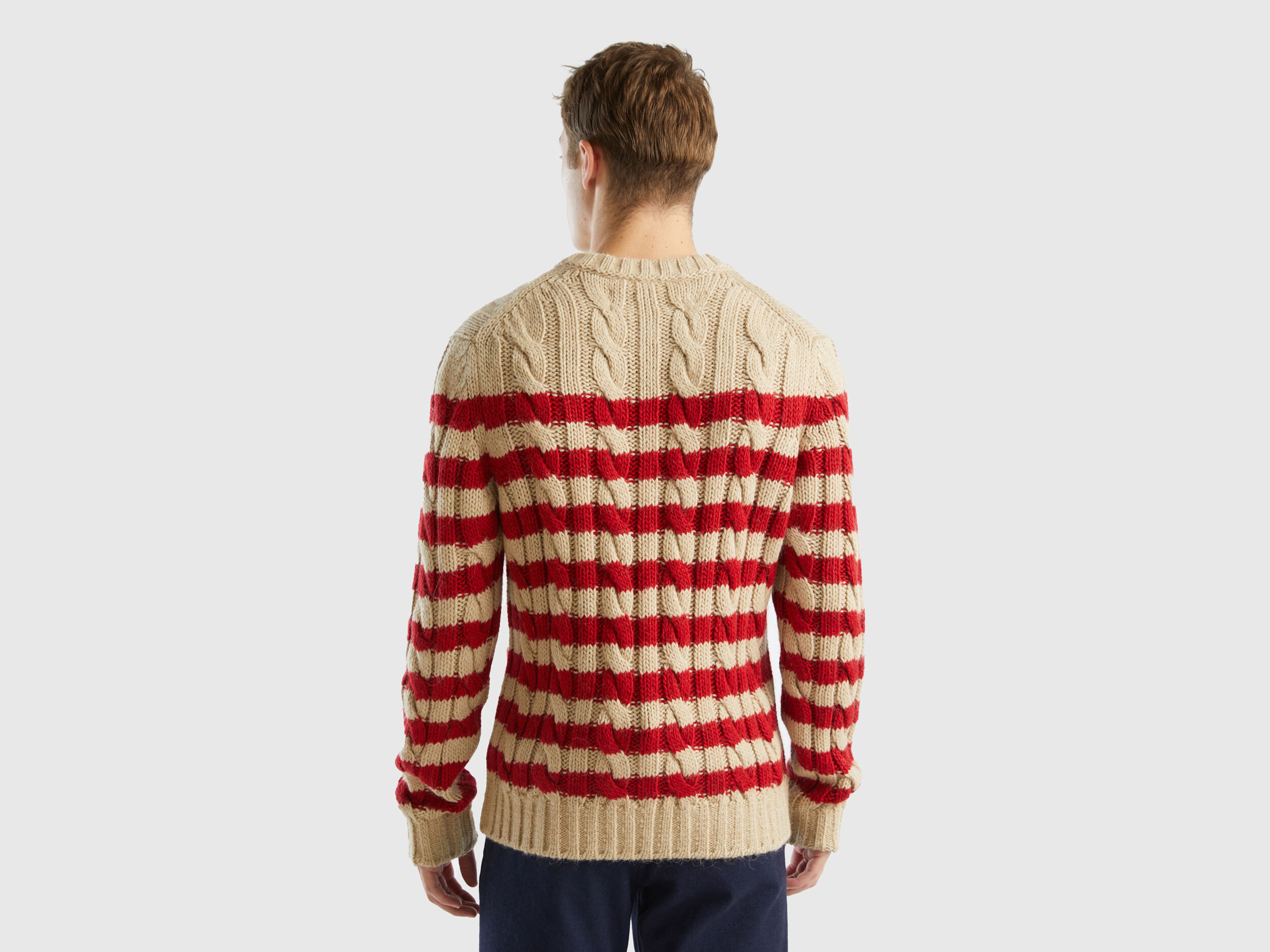 Striped sweater in alpaca and wool blend Red Benetton