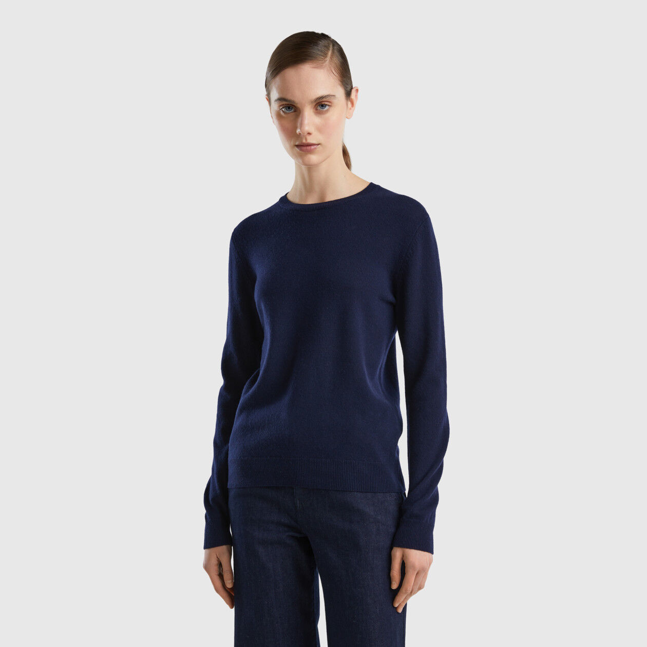 Womens navy blue shop crew neck sweater