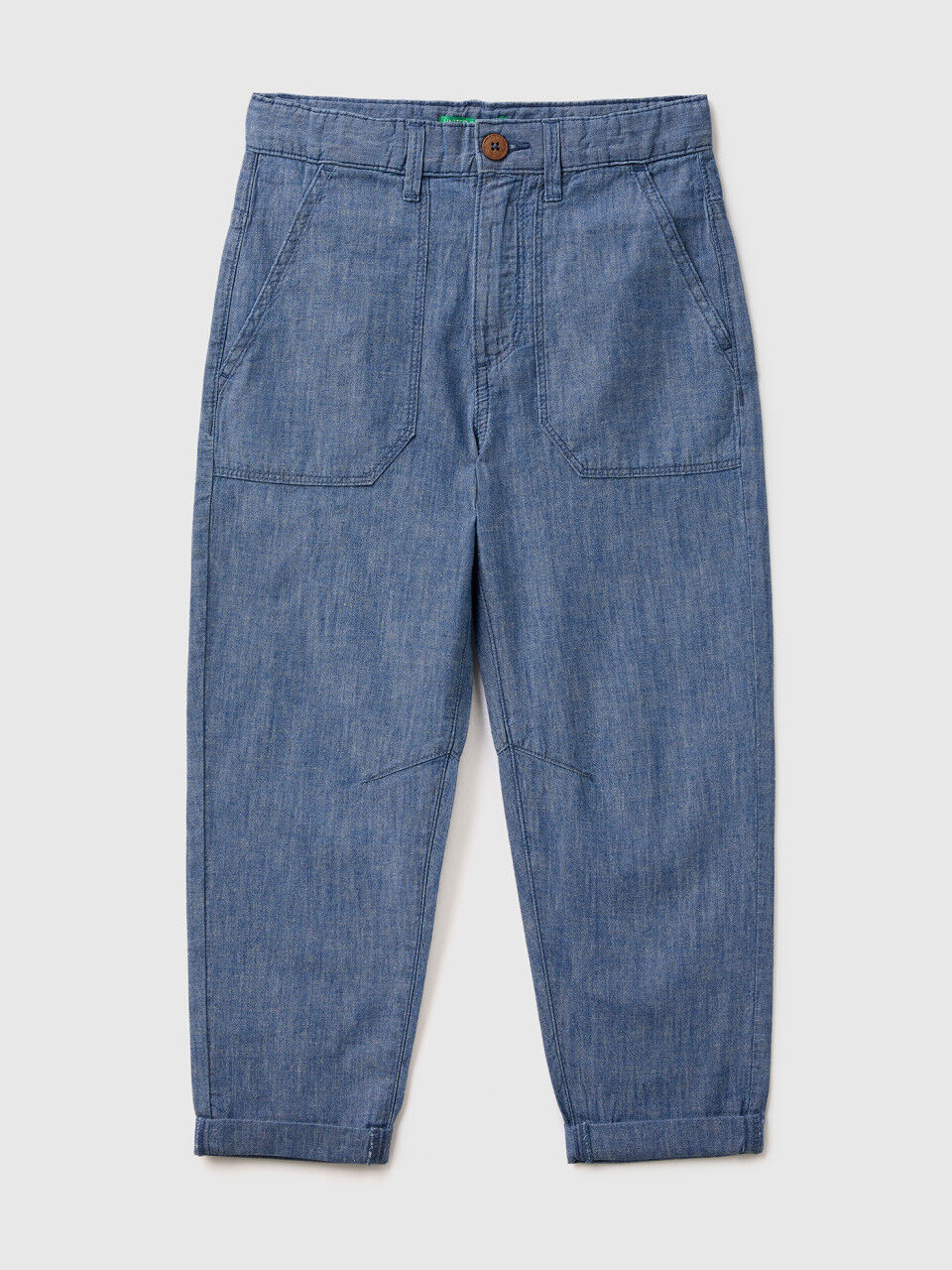 Trousers in linen blend chambray