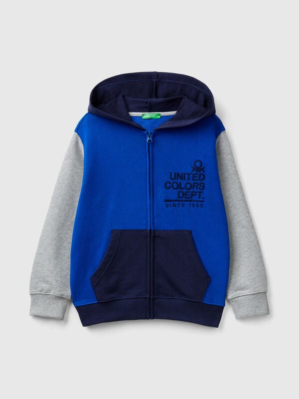 Hoodie with zip and embroidered logo Junior Boy