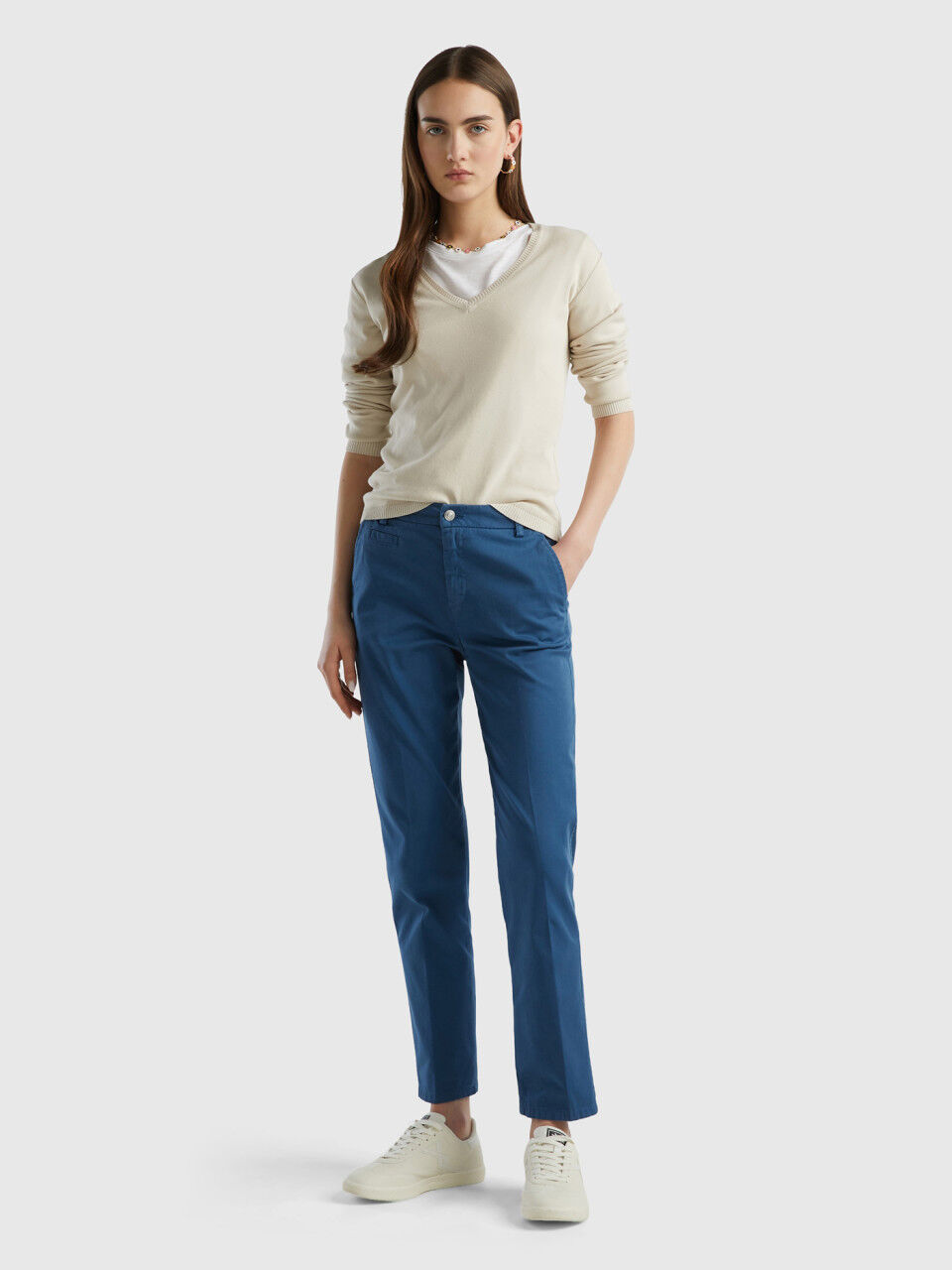 Slim Fit Twill Pants - Gray - Ladies | H&M US