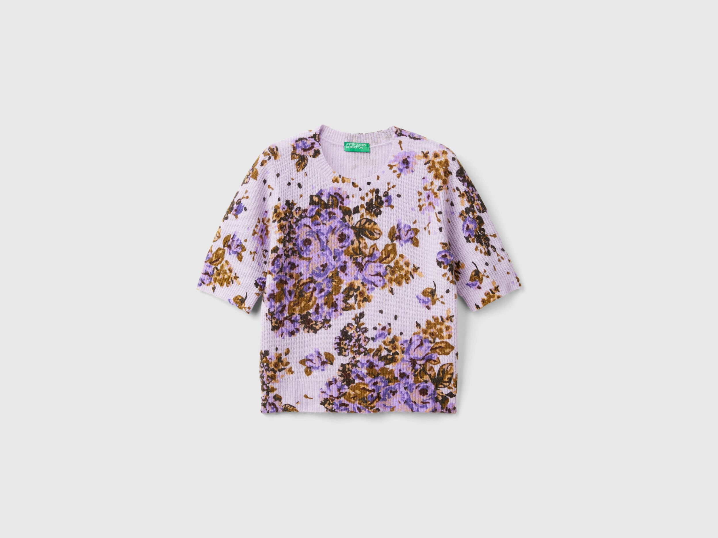 Floral sweater in recycled yarn Lilac Benetton