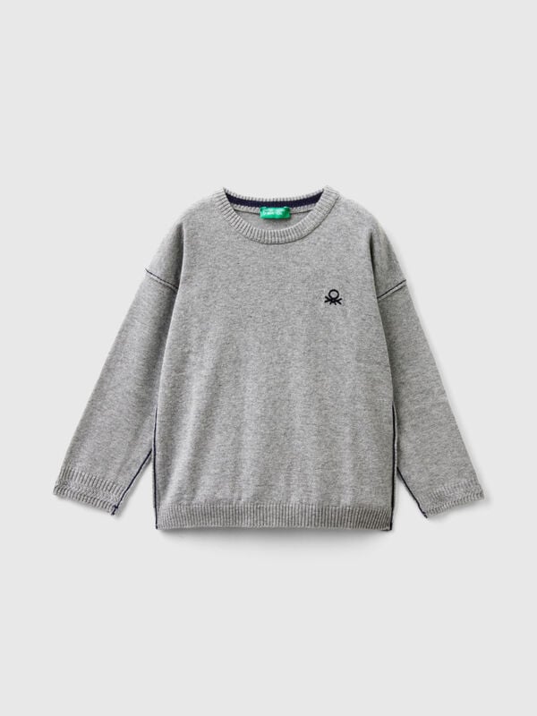 Crew neck sweater with embroidery Junior Boy