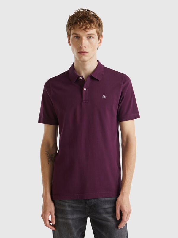 Dark purple slim fit polo Men